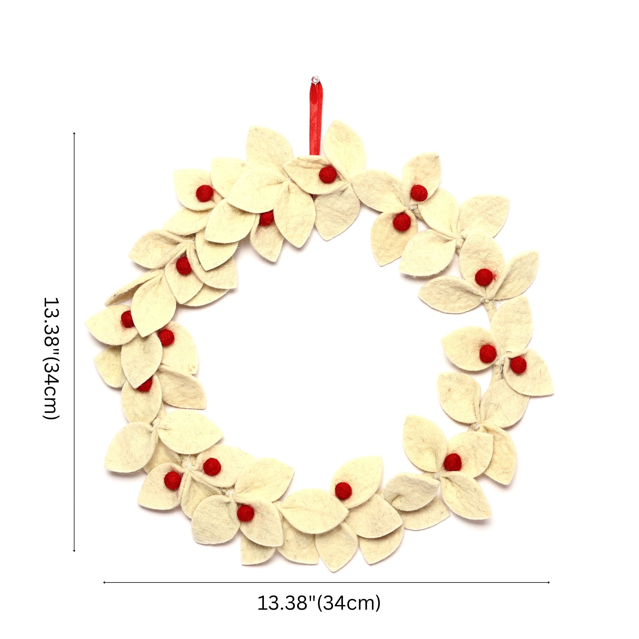 Christmas Décor Handmade White Felt Wreath