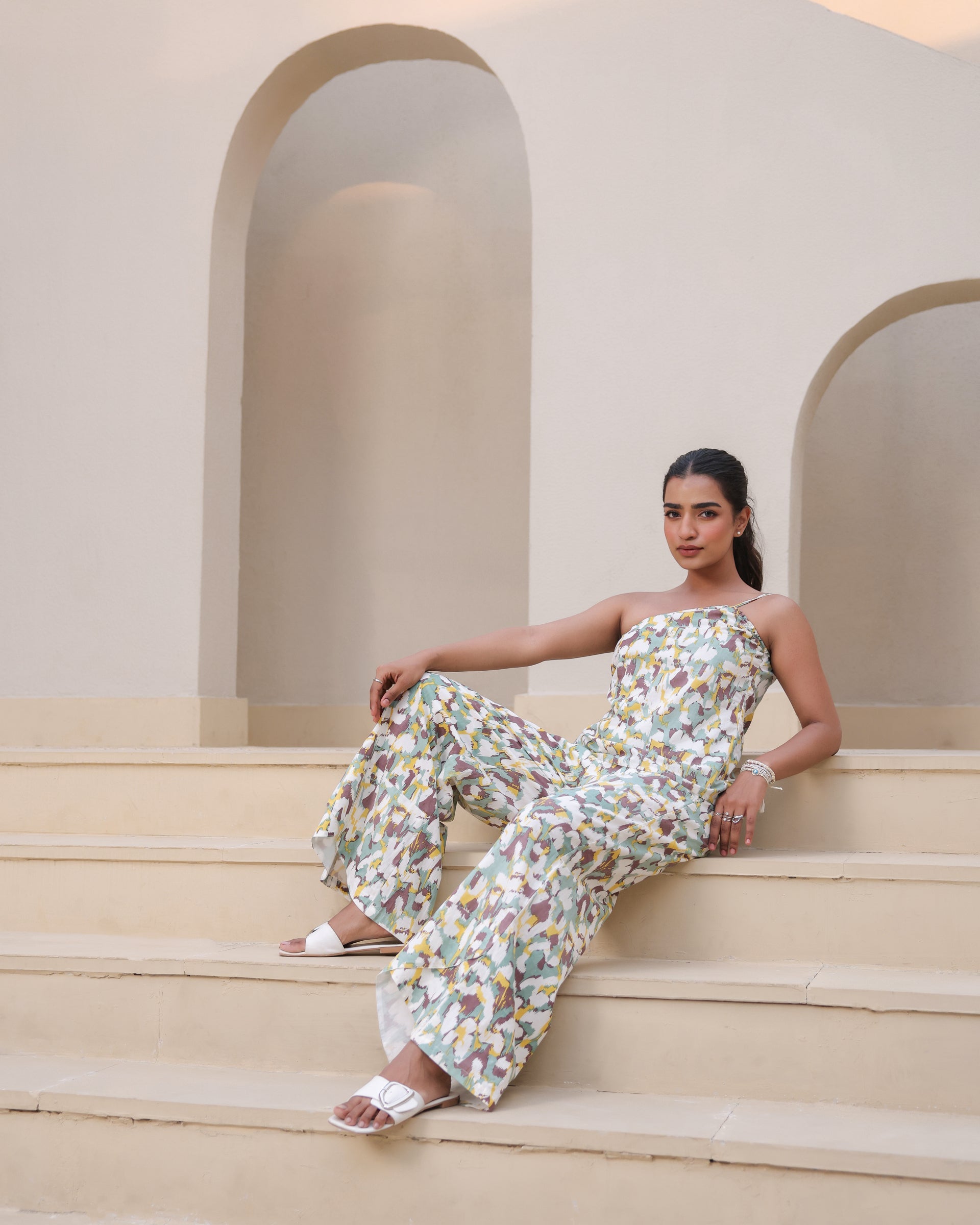 Women's Brushstroke Mirage One-Shoulder Co-Ord Set