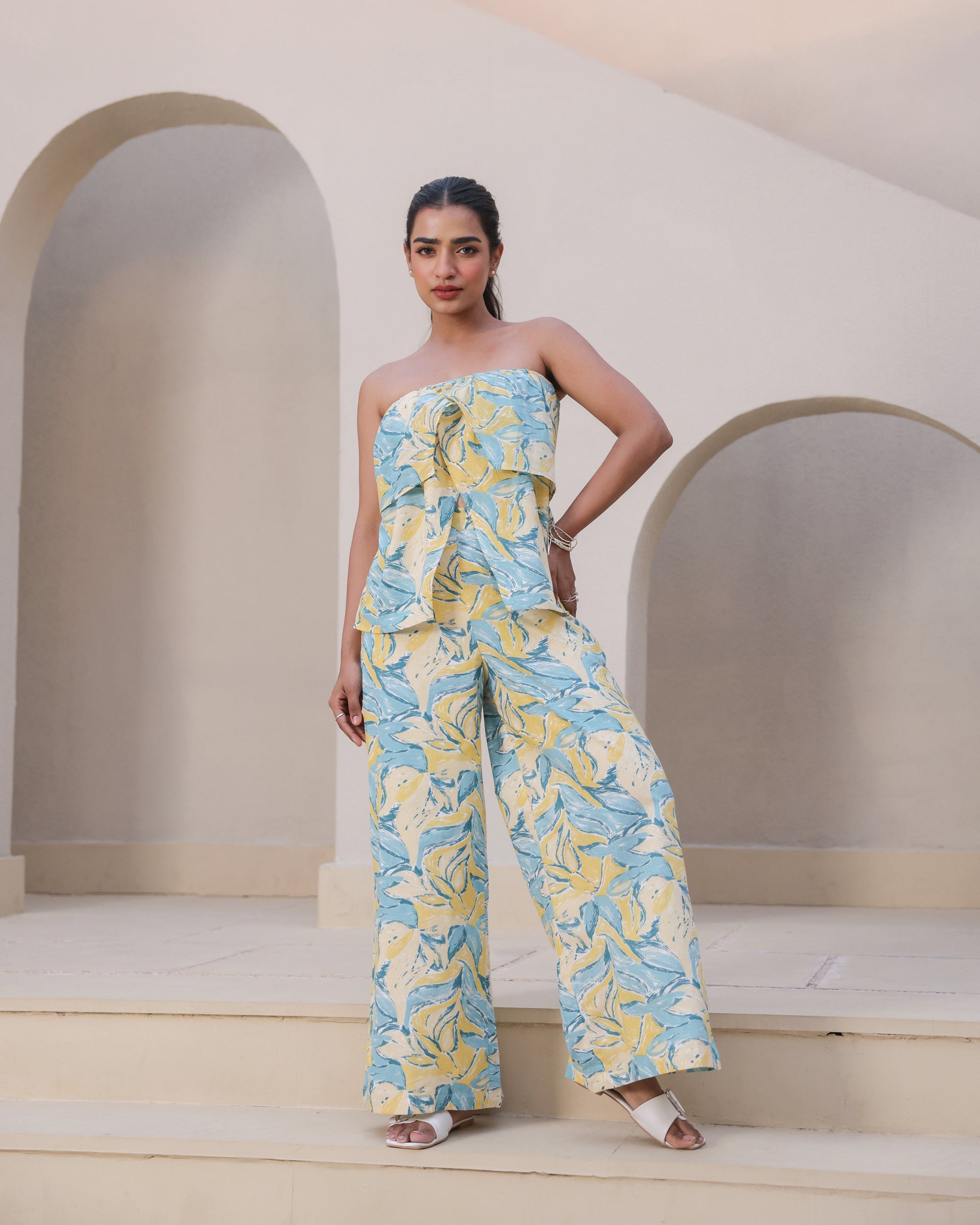 Women's Sunset Bloom Strapless Co-Ord Set