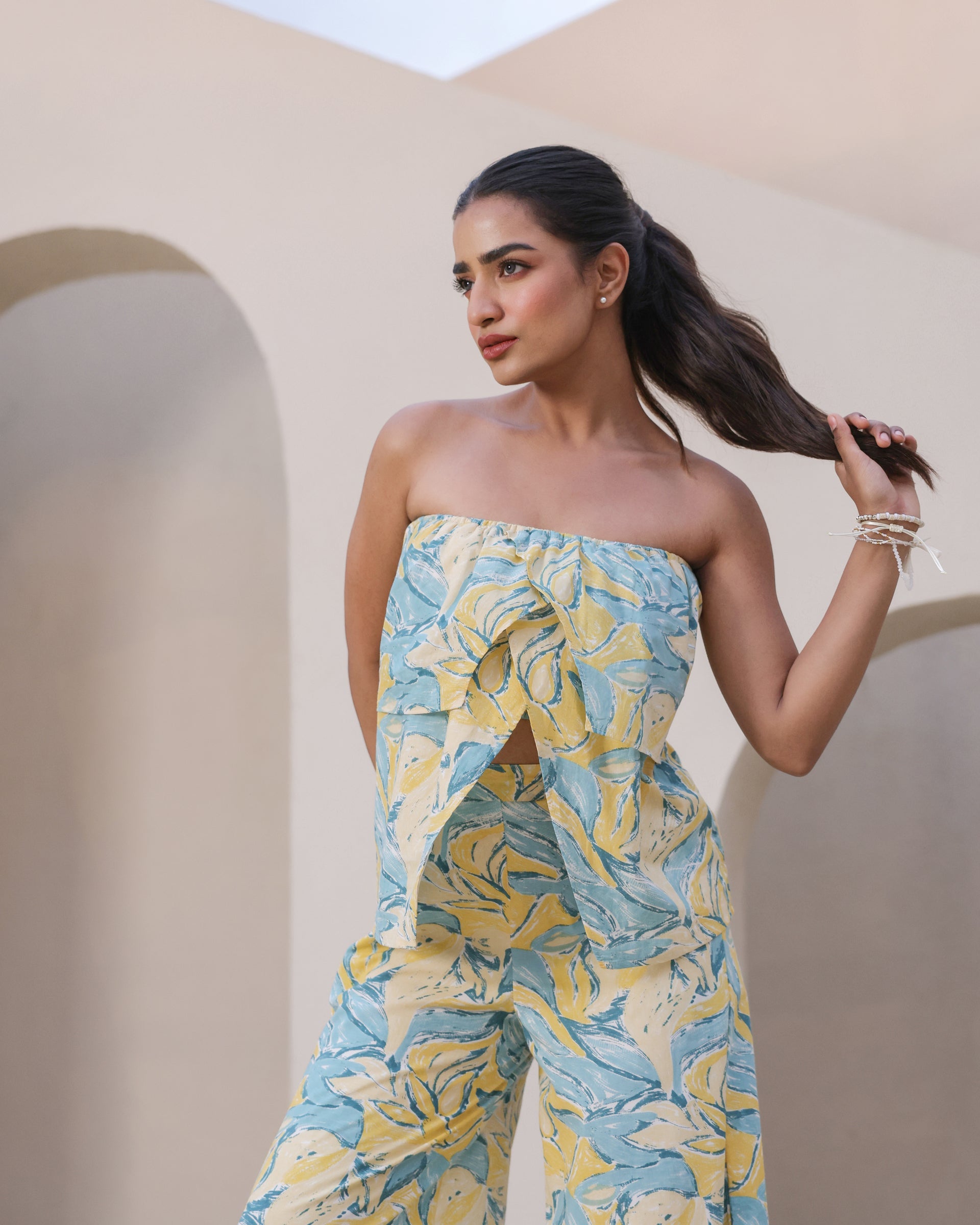Women's Sunset Bloom Strapless Co-Ord Set
