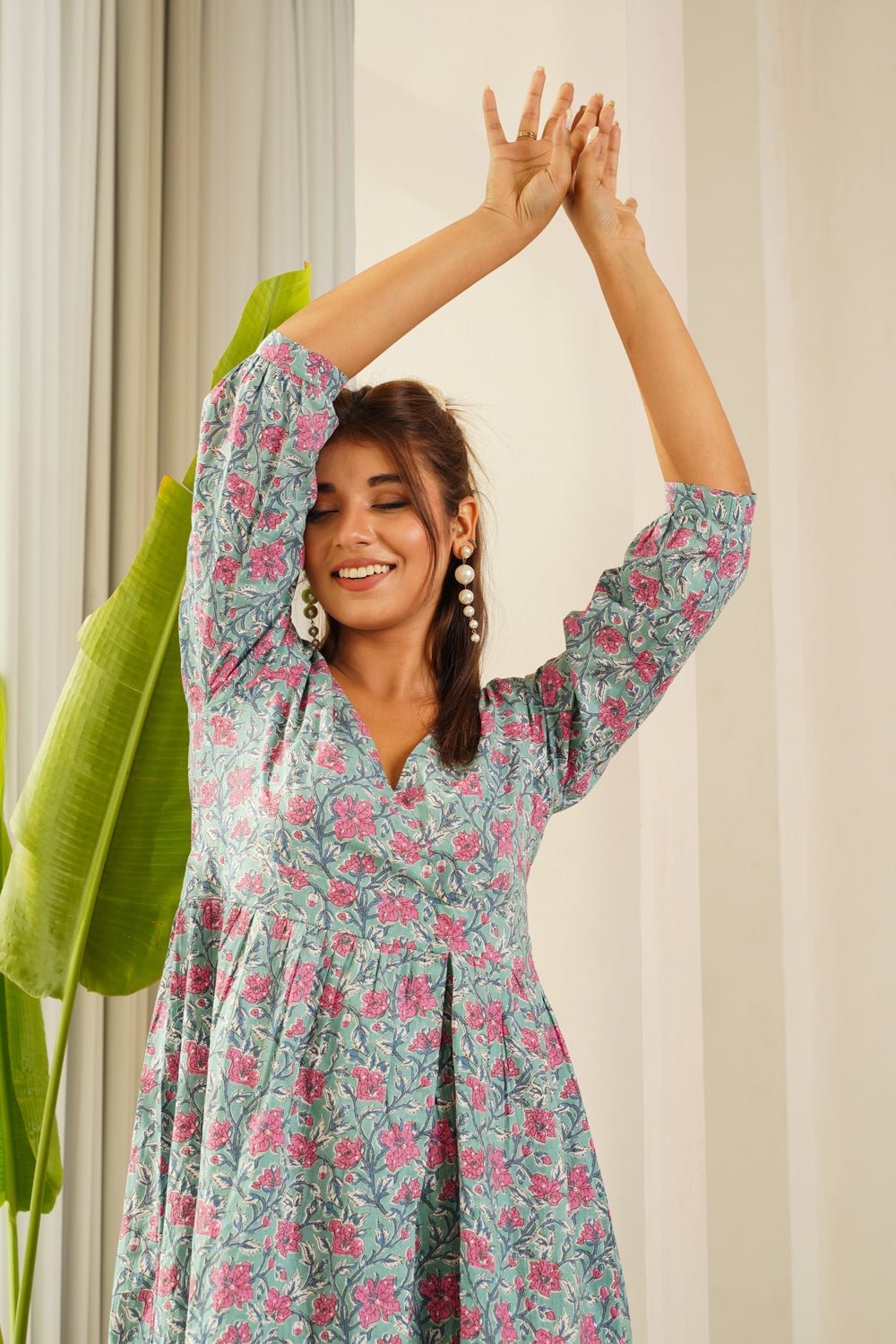 Women's Turq Slit Dress - Nangalia Ruchira