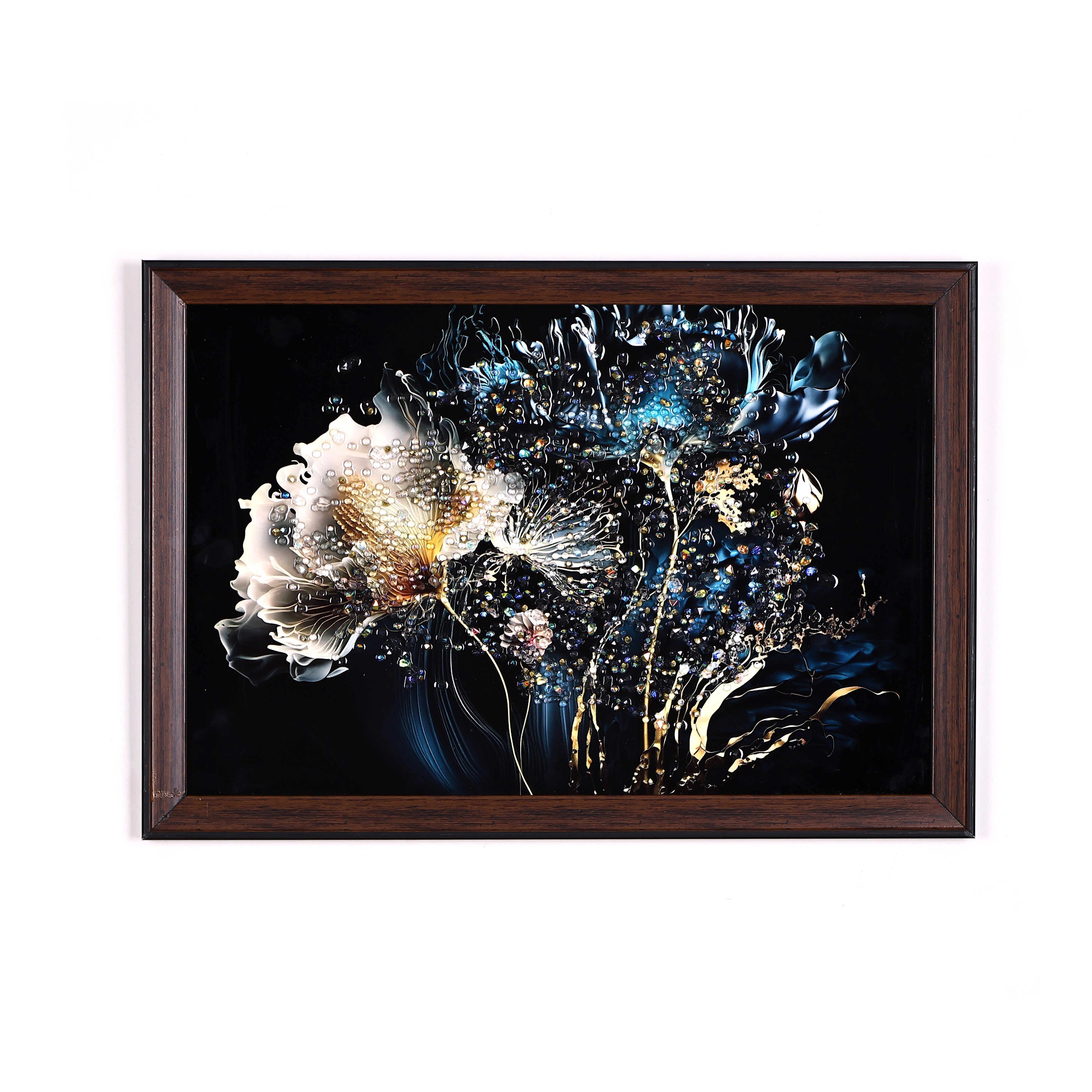 Crystal Embellished Floral Resin Wall Painting