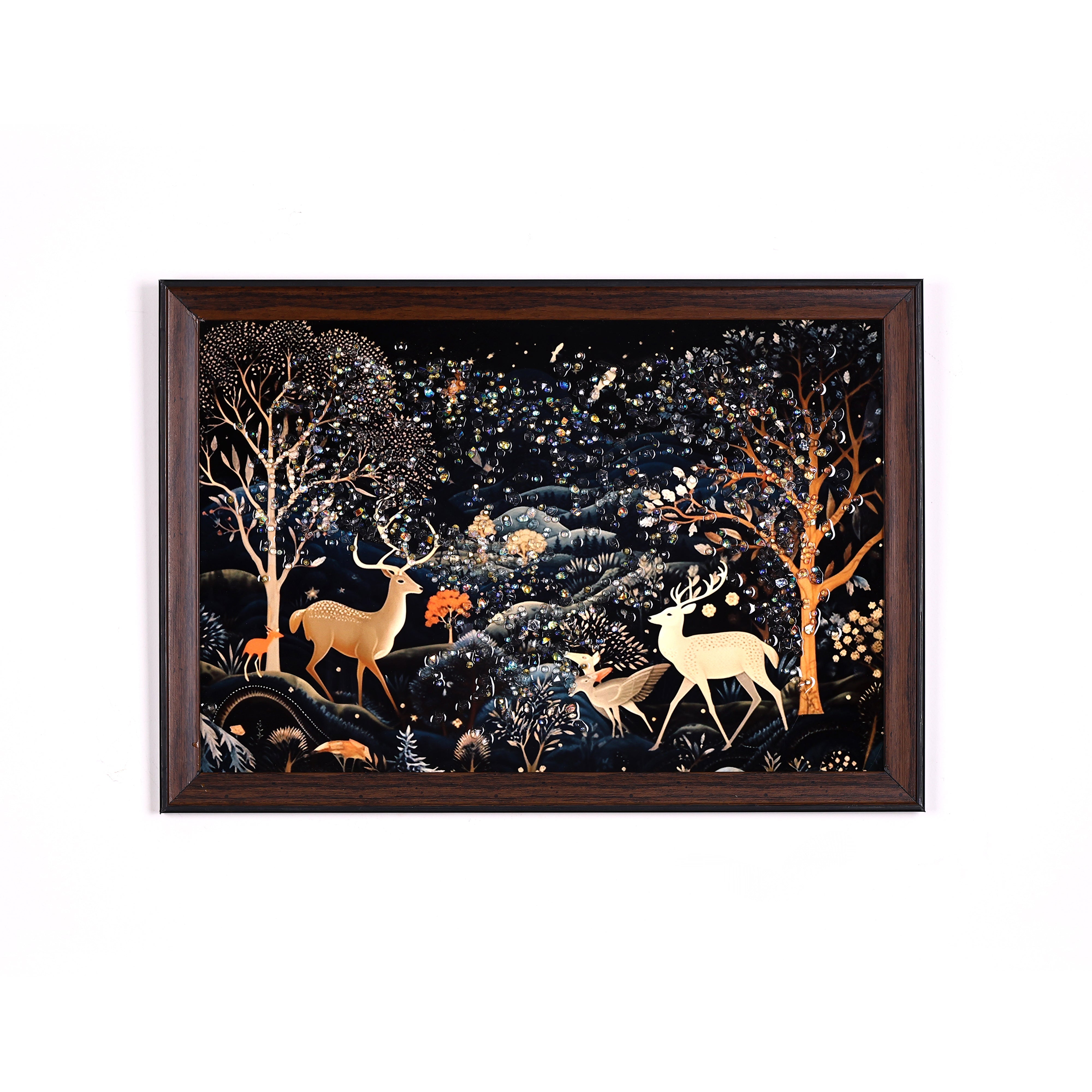 Crystal Embellished Forest Scenery Resin Wall Hanging