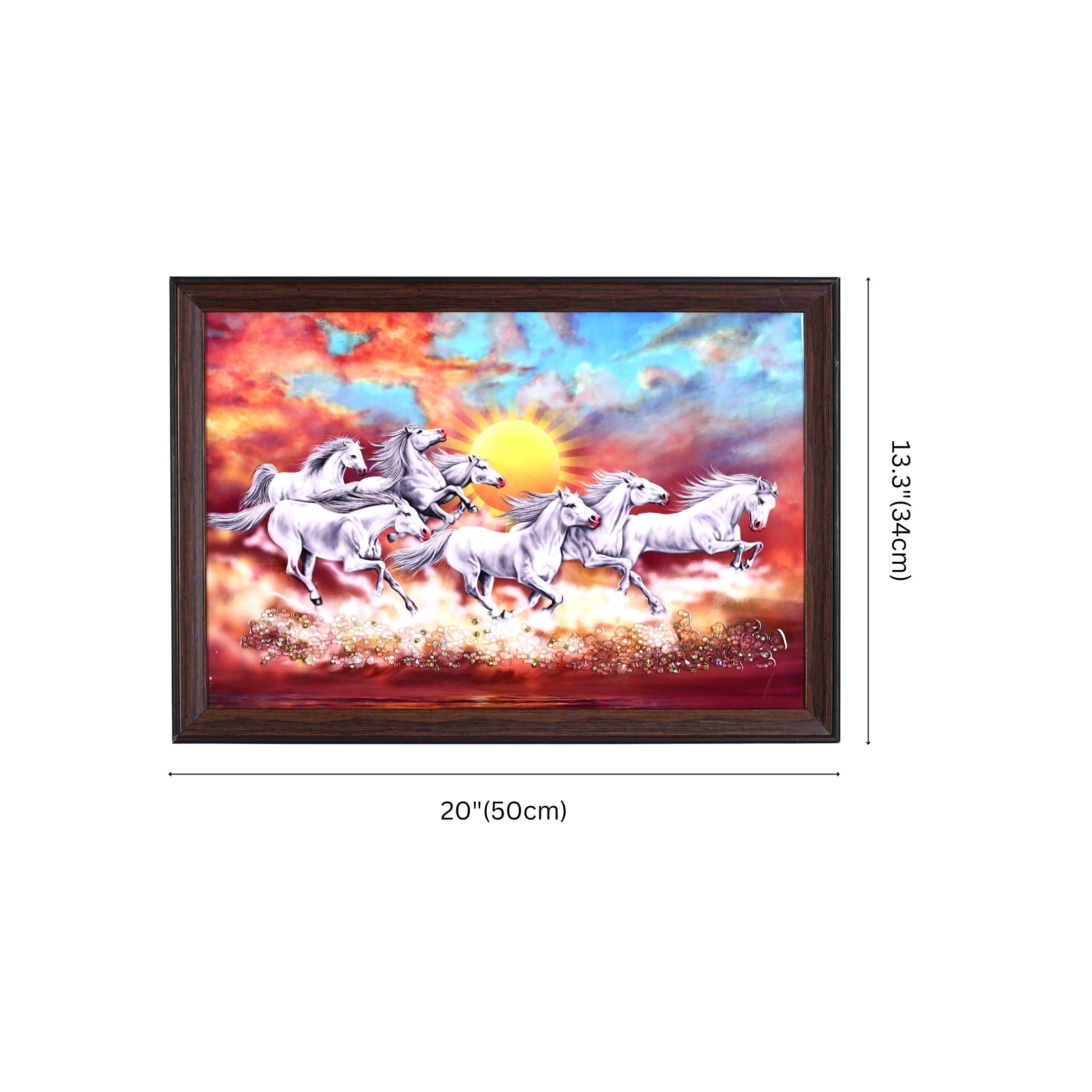 Crystal Embellished Galloping White Horses Resin Wall Hanging