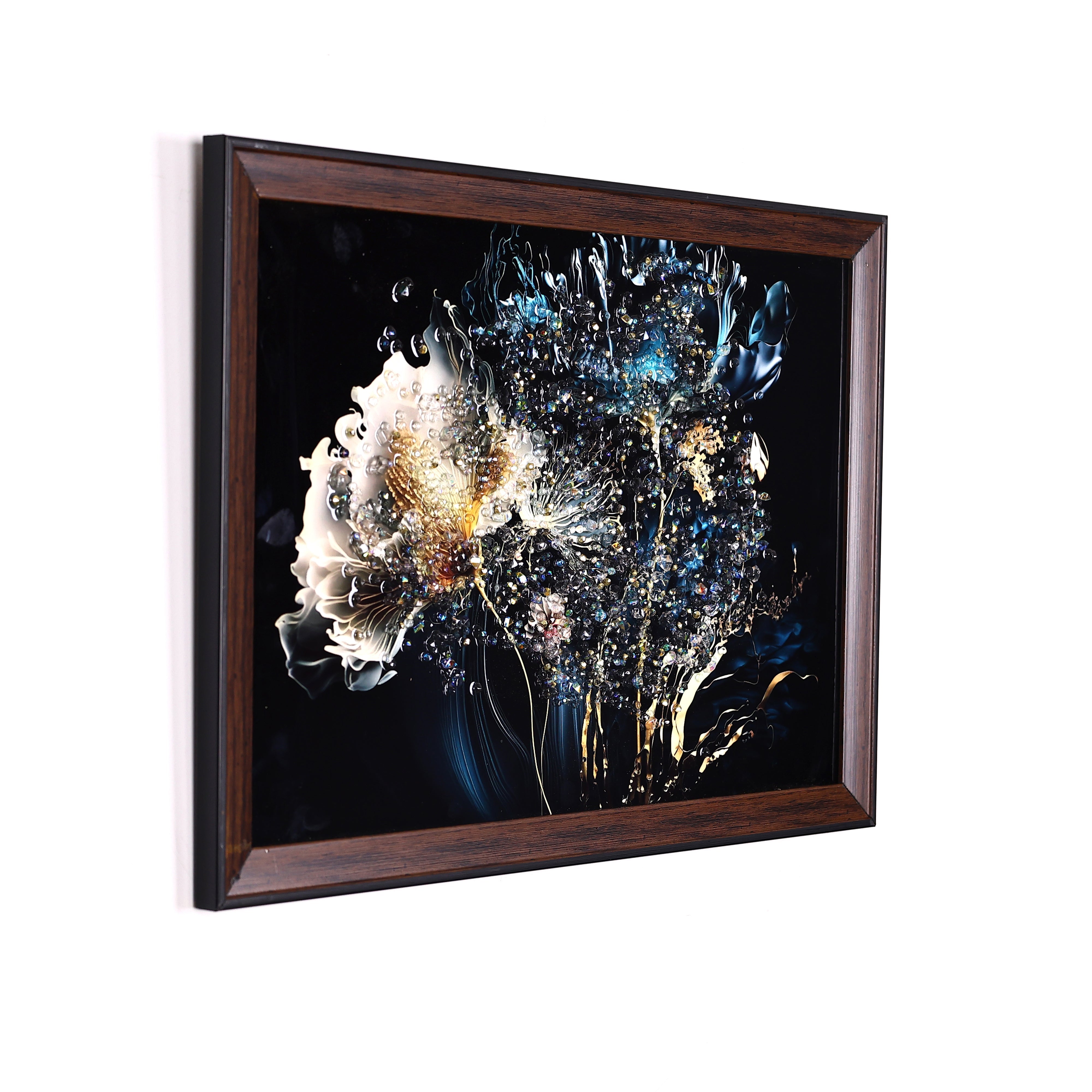 Crystal Embellished Sparkling Floral Resin Wall Hanging