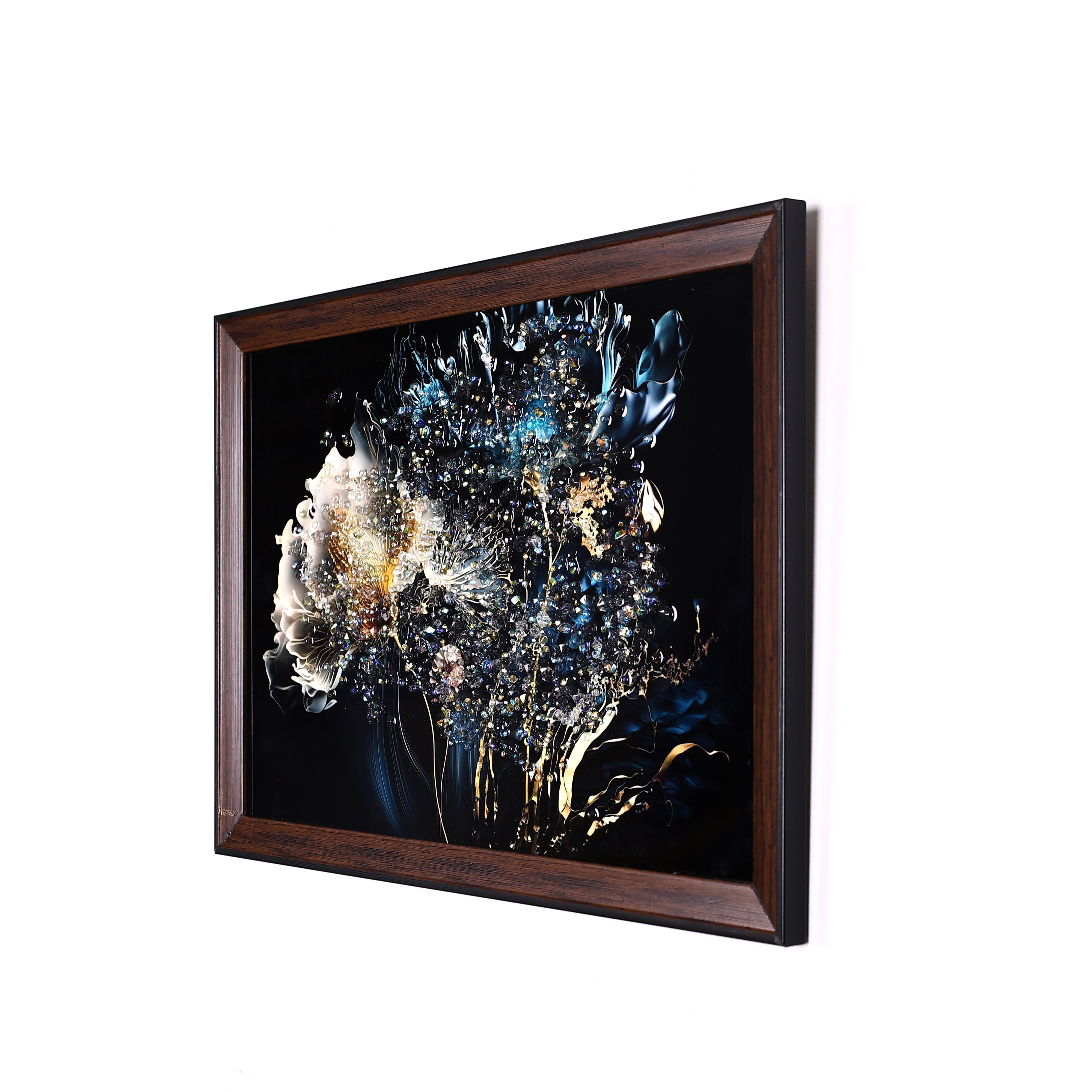 Crystal Embellished Sparkling Floral Resin Wall Hanging