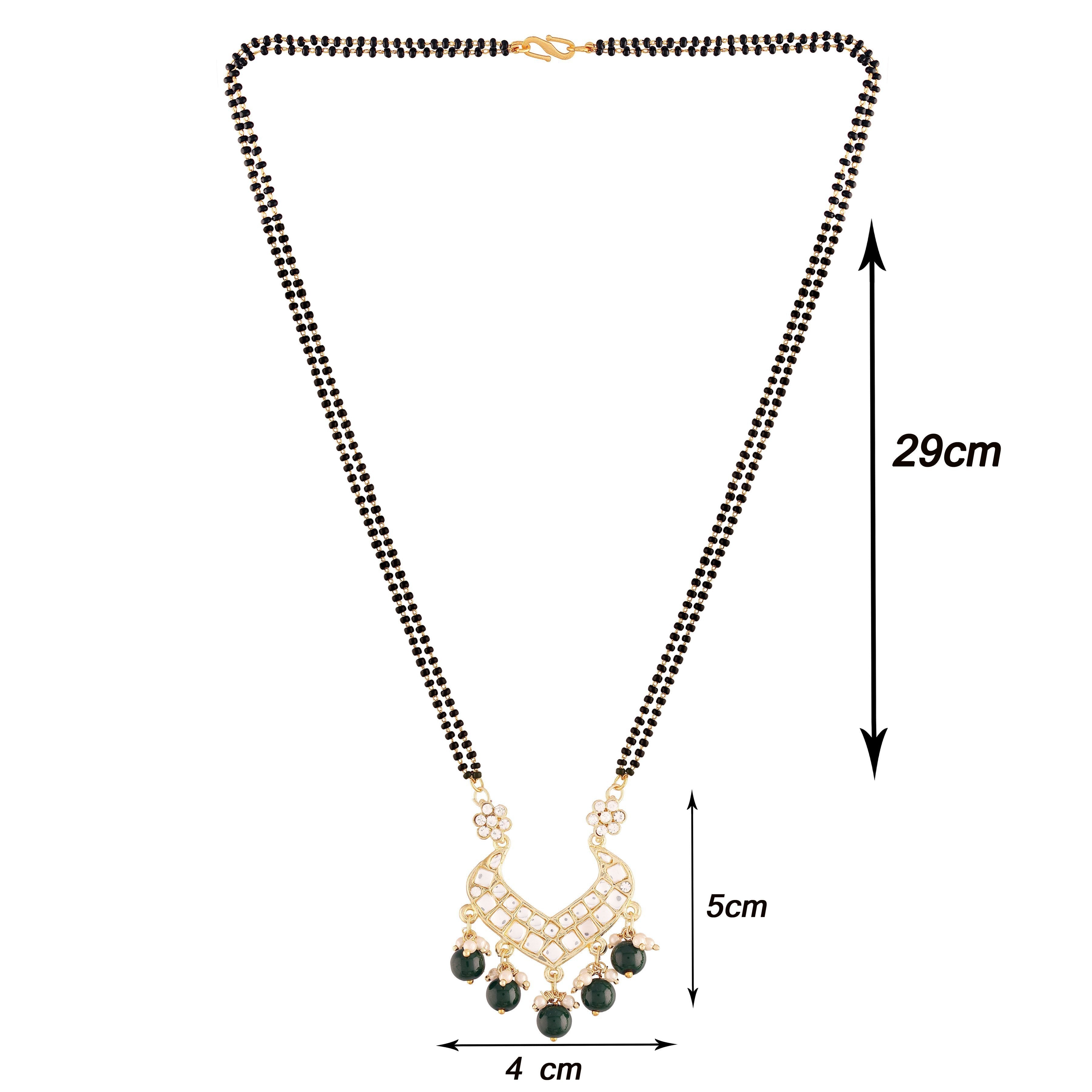 Women's 18k Gold Plated Traditional Pearl Beads Studded Pendant Mangalsutra