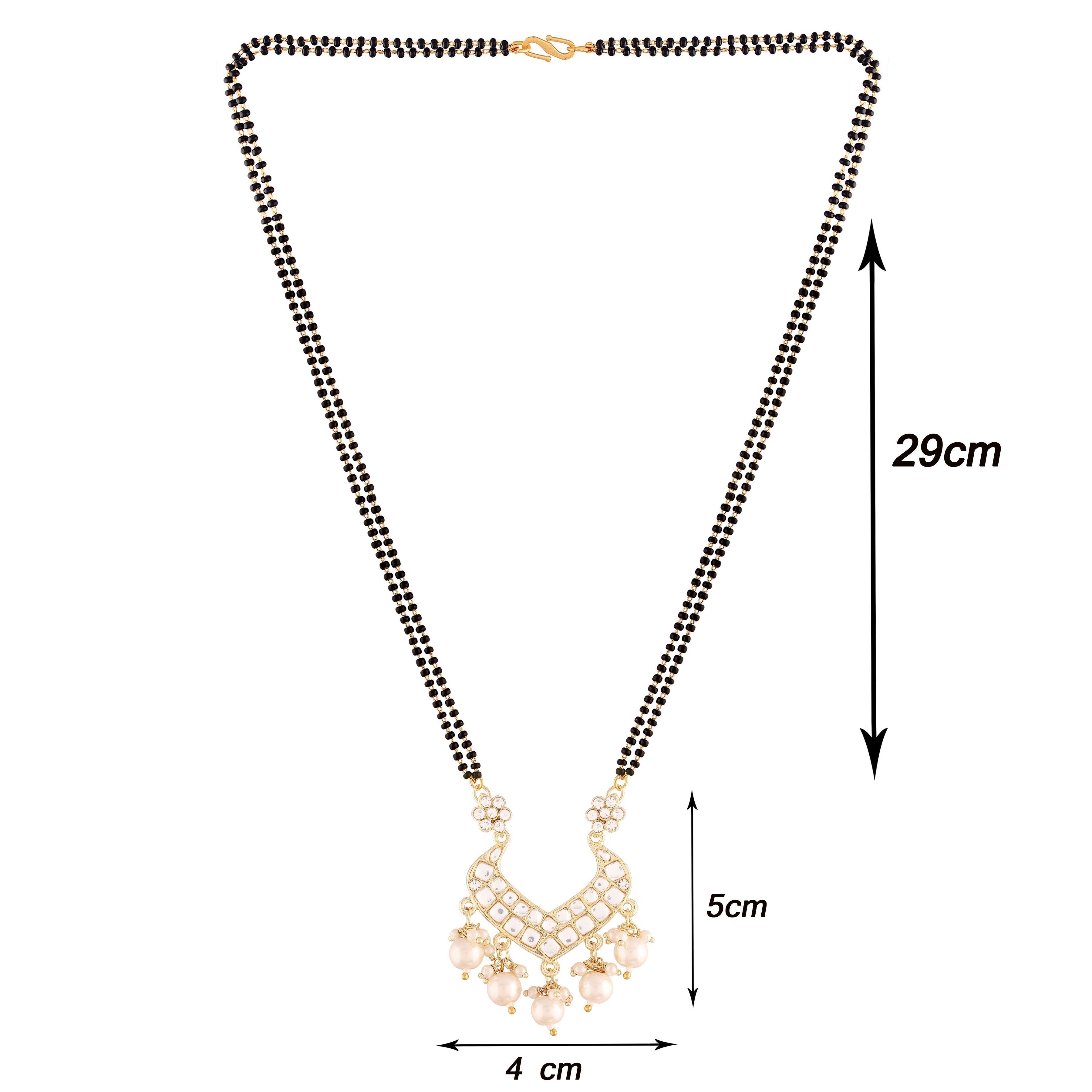Women's 18k Gold Plated Traditional Pearl Beads Studded Pendant Mangalsutra