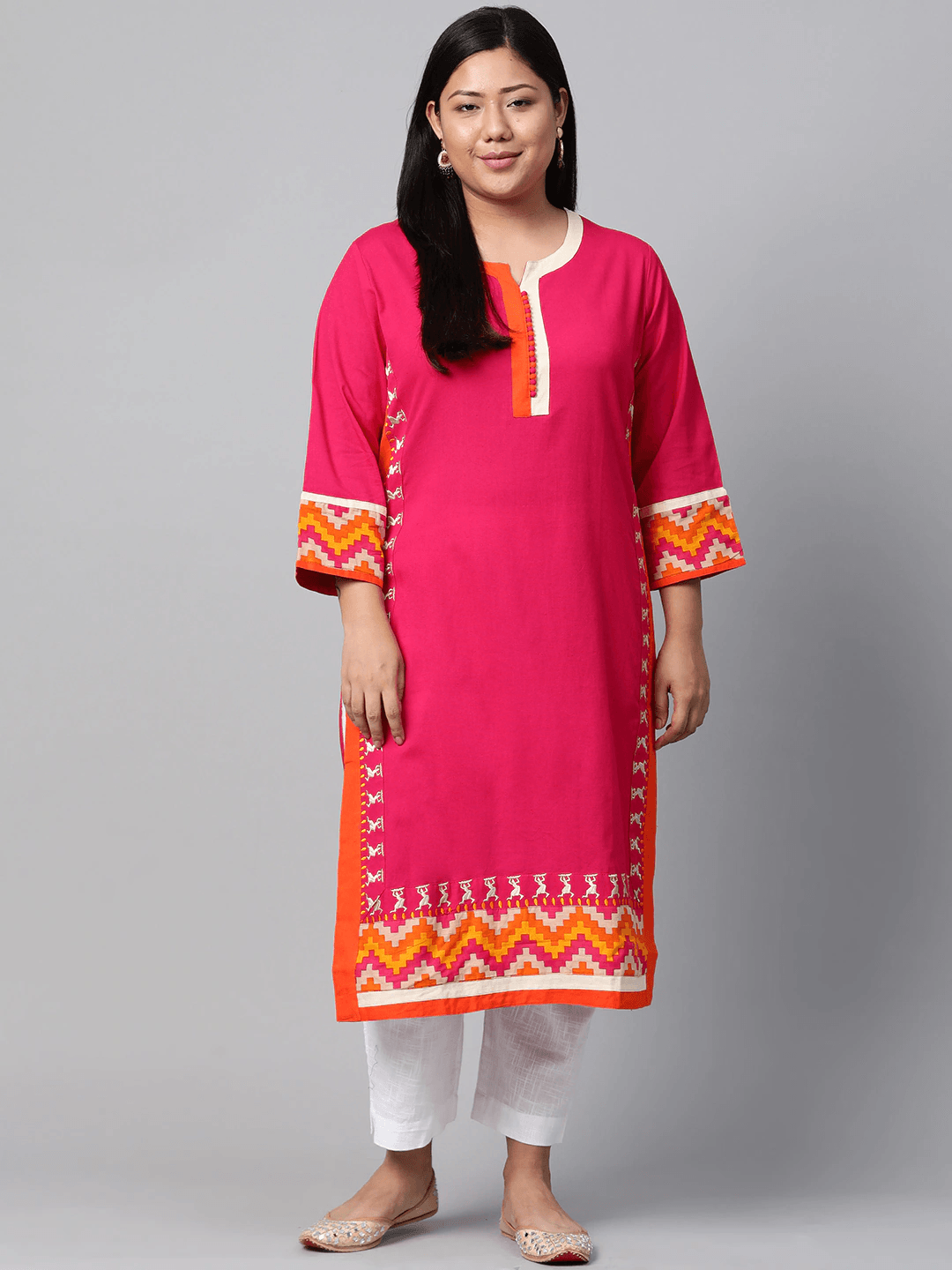 Women's Plus Size Pink Flex Kurta - Taantav