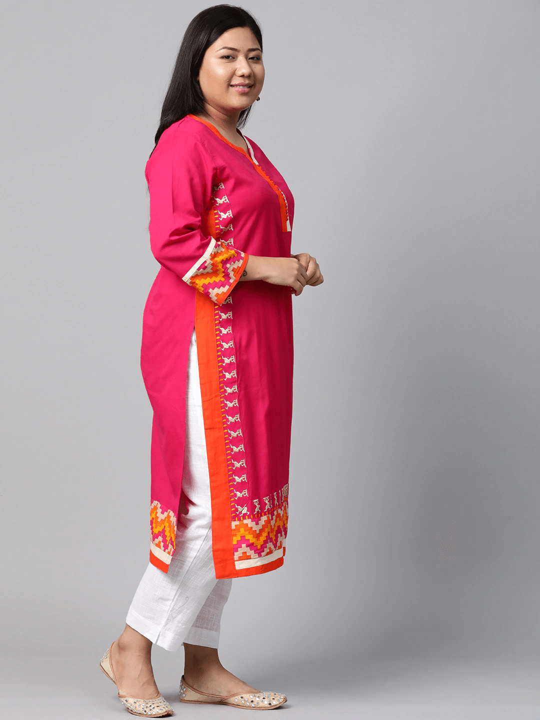 Women's Plus Size Pink Flex Kurta - Taantav