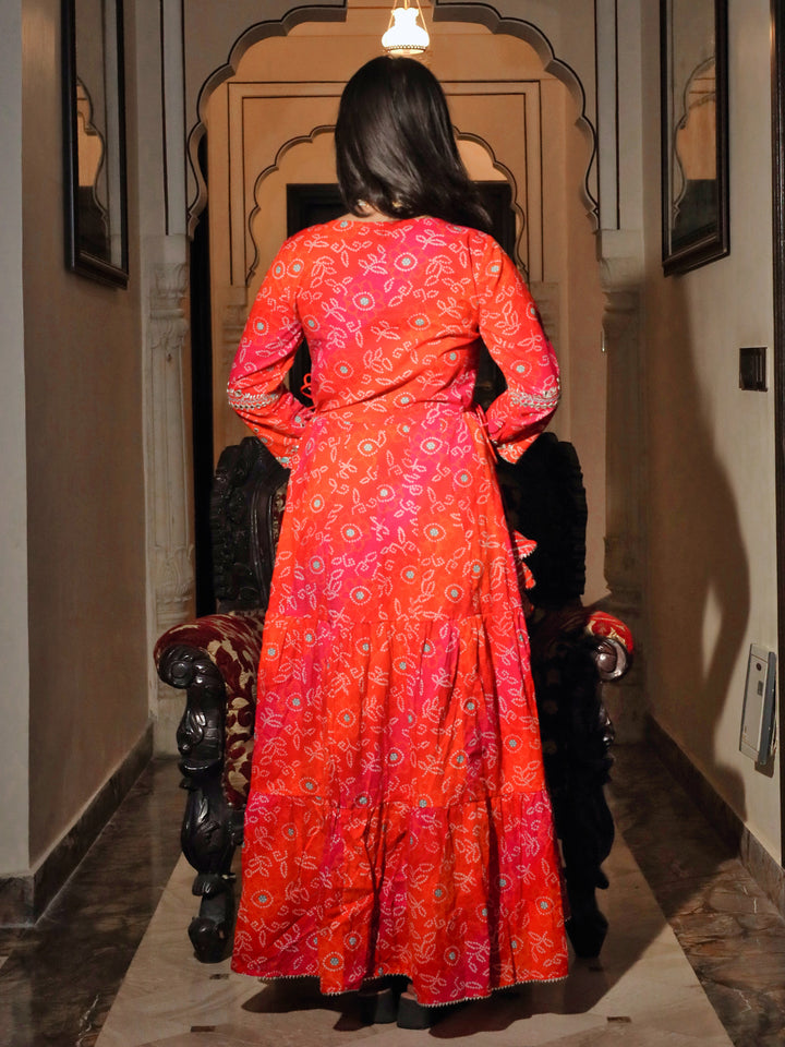 Women's Bandhej Printed Anarkali Kurta - Taantav