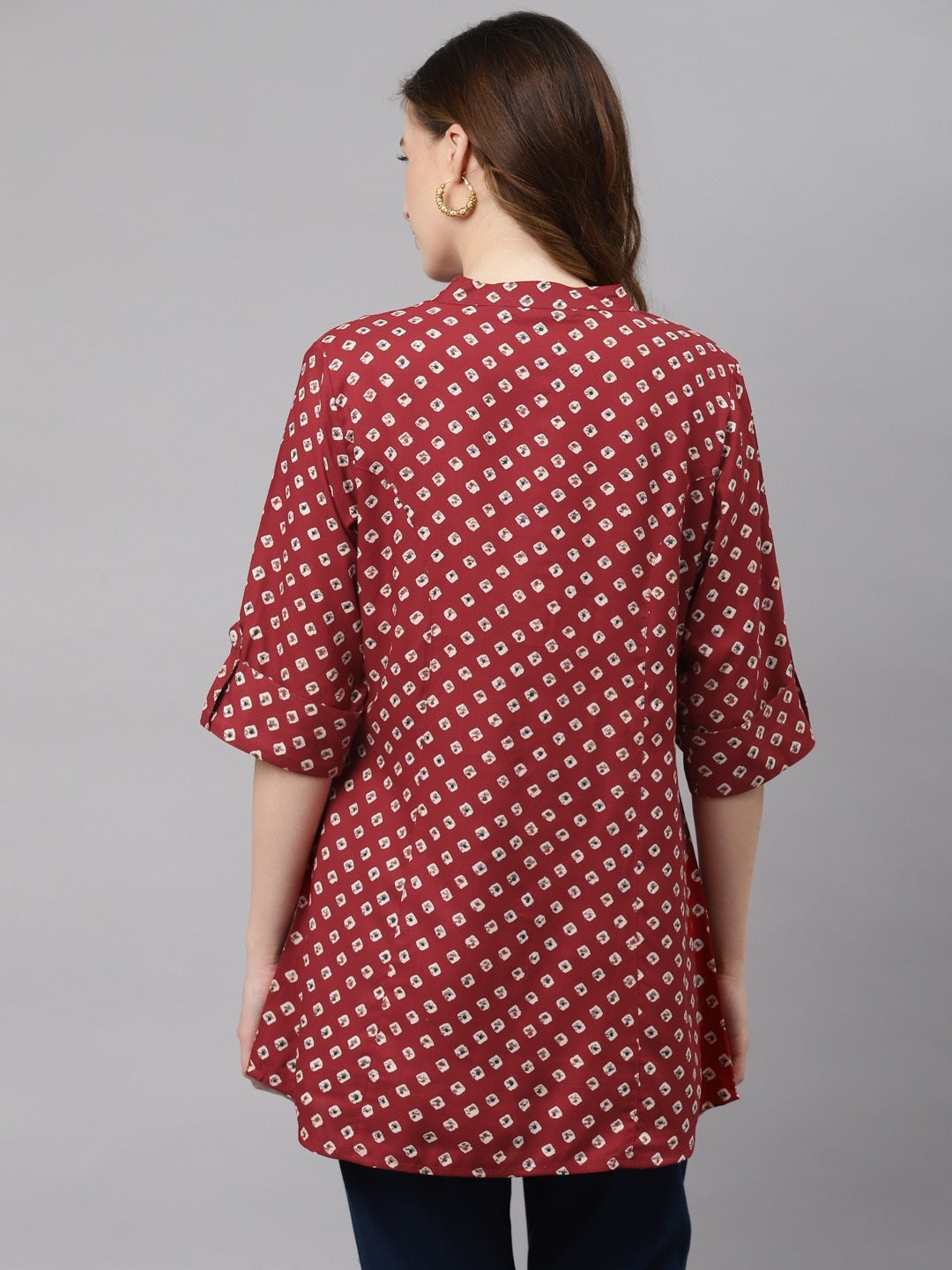 Women's Maroon Bandhani Print Top