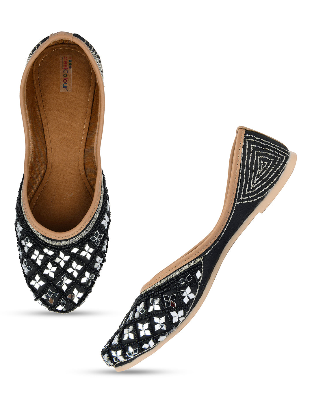 Women's Black Hand Embroidered Indian Handcrafted Ethnic Comfort Footwear