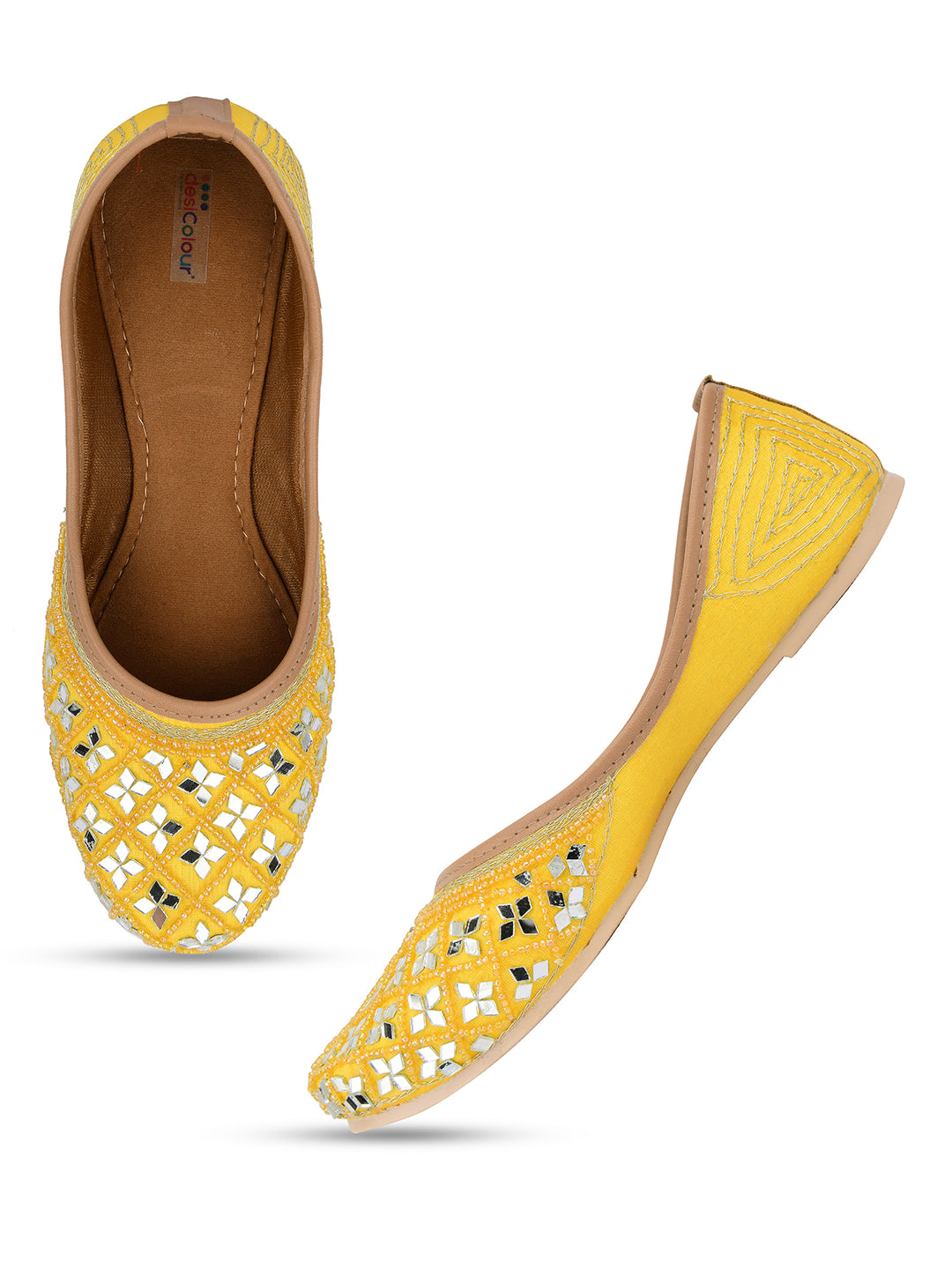 Women's Yellow Hand Embroidered Indian Handcrafted Ethnic Comfort Footwear