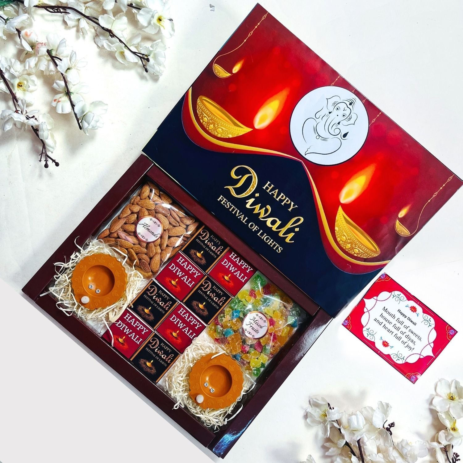 Diwali Gift Hamper With Dryfruits And Diya