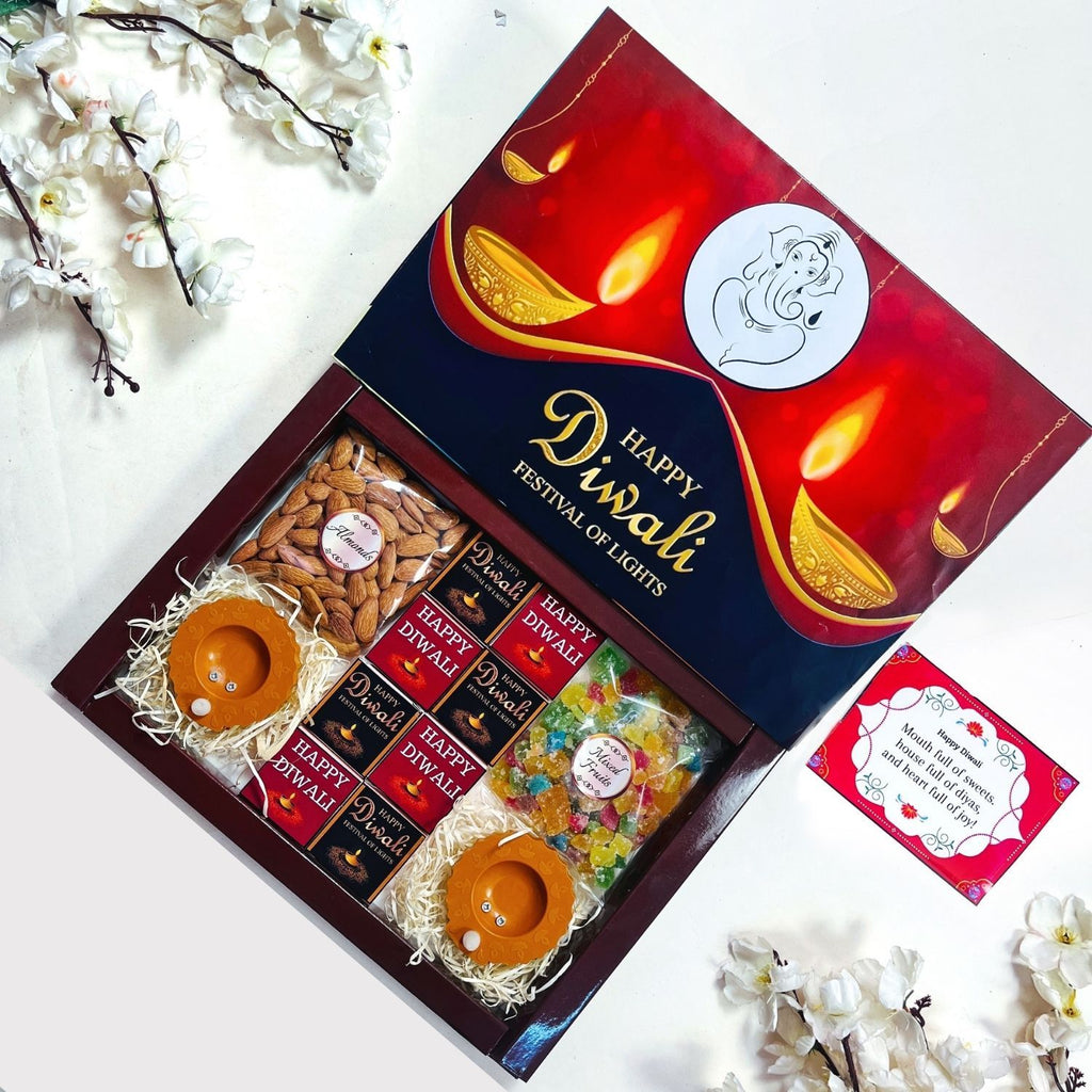 Diwali Gift Hamper With Dryfruits And Diya
