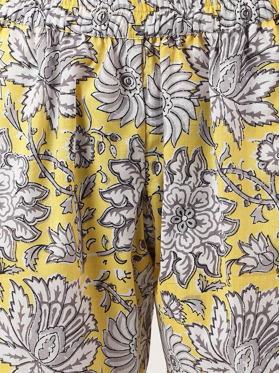 Women's Yellow Printed Loungewear/Nightwear - Taantav