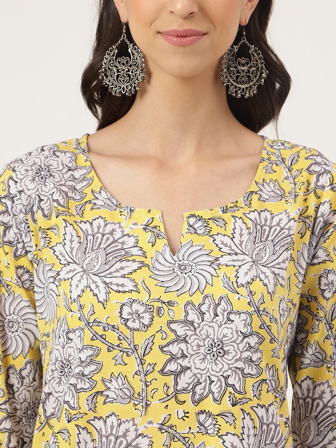 Women's Yellow Printed Loungewear/Nightwear - Taantav