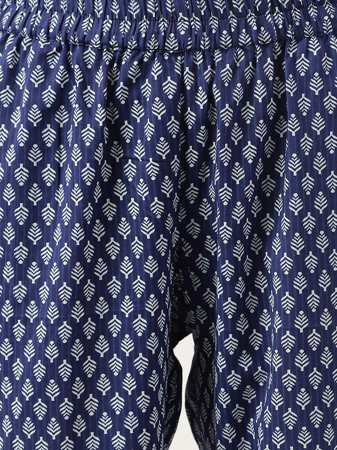 Women's Blue Printed Loungewear/Nightwear - Taantav