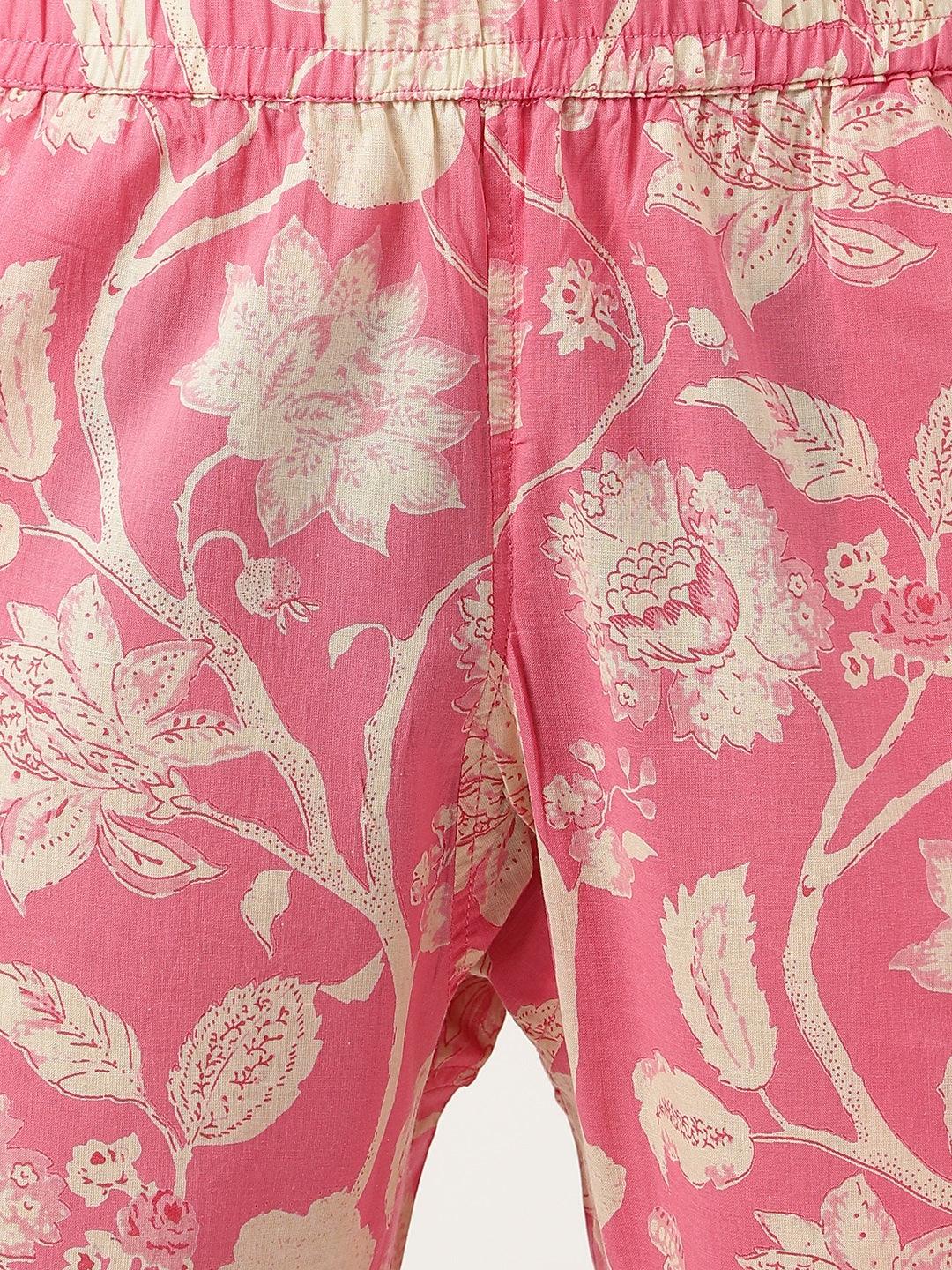 Women's Pink Printed Loungewear/Nightwear - Taantav