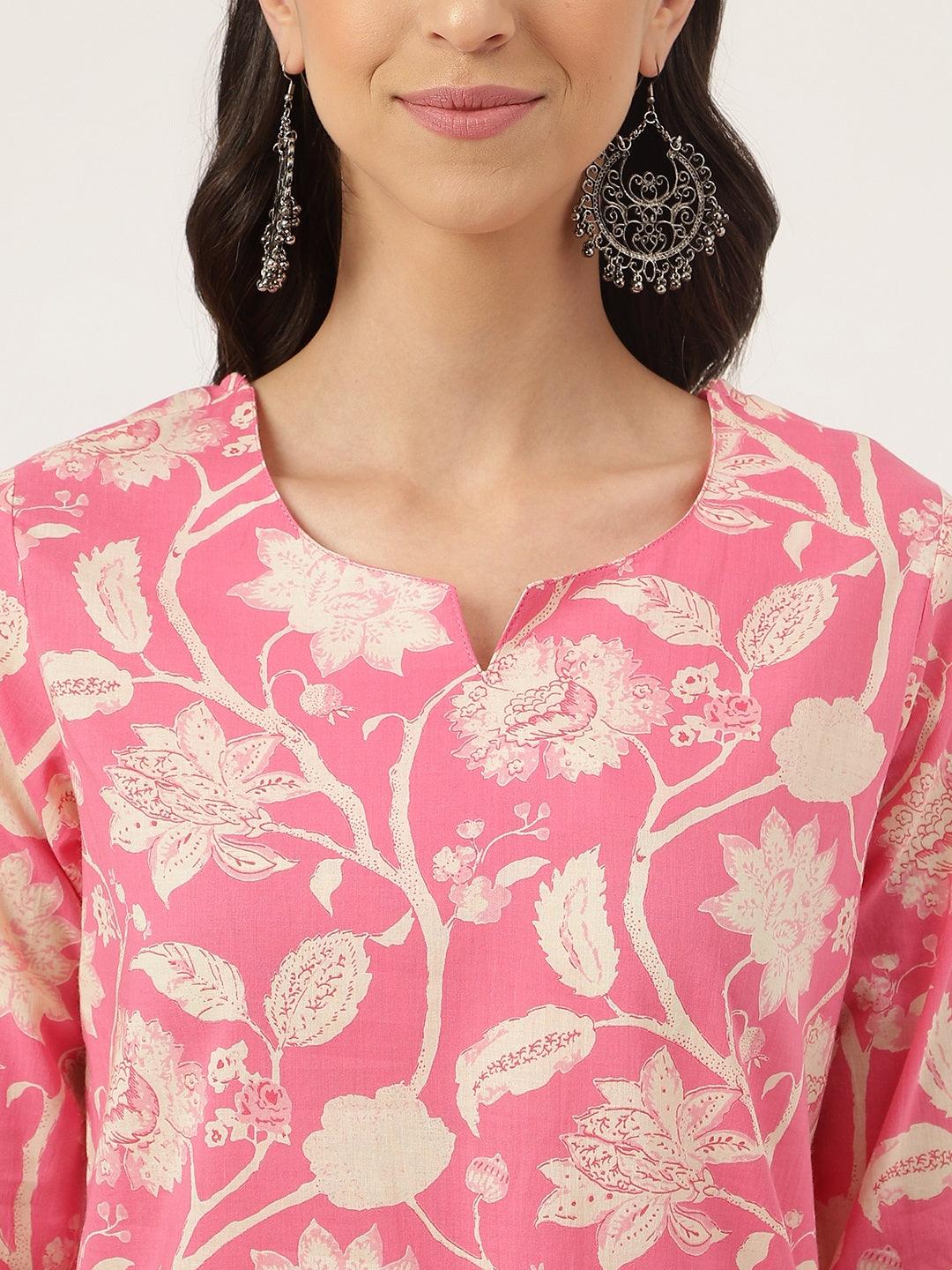 Women's Pink Printed Loungewear/Nightwear - Taantav