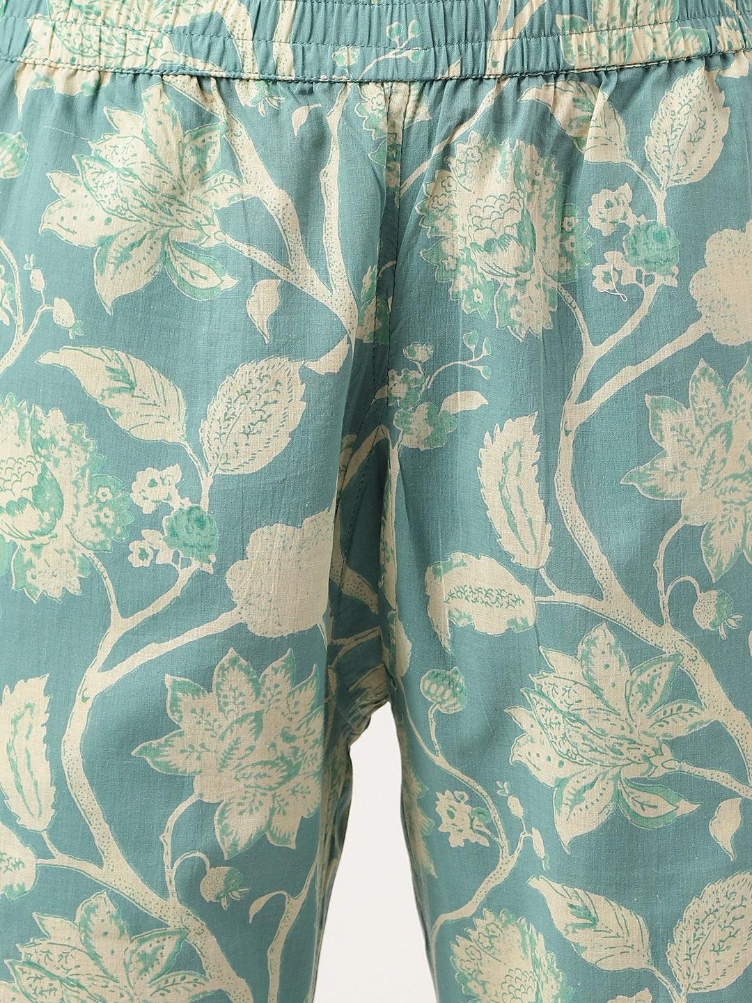 Women's Sea green Printed Loungewear/Nightwear - Taantav