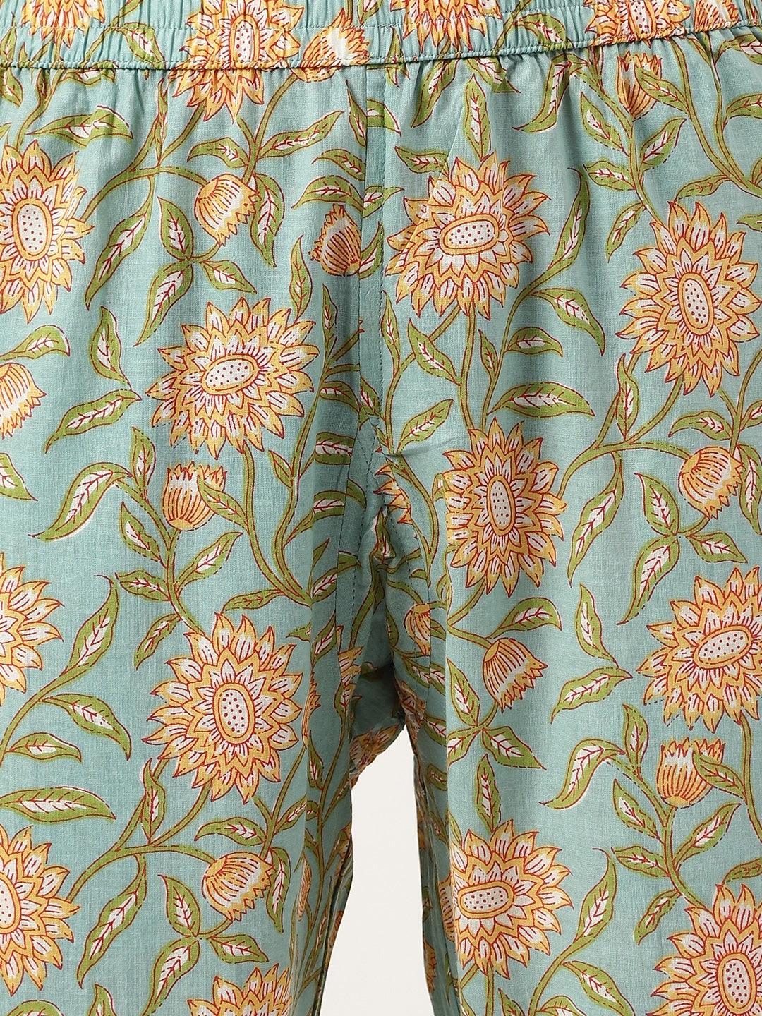 Women's Green Printed Loungewear/Nightwear - Taantav