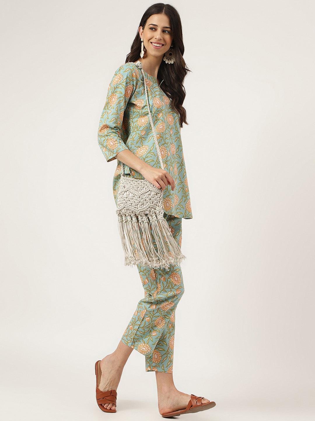 Women's Green Printed Loungewear/Nightwear - Taantav