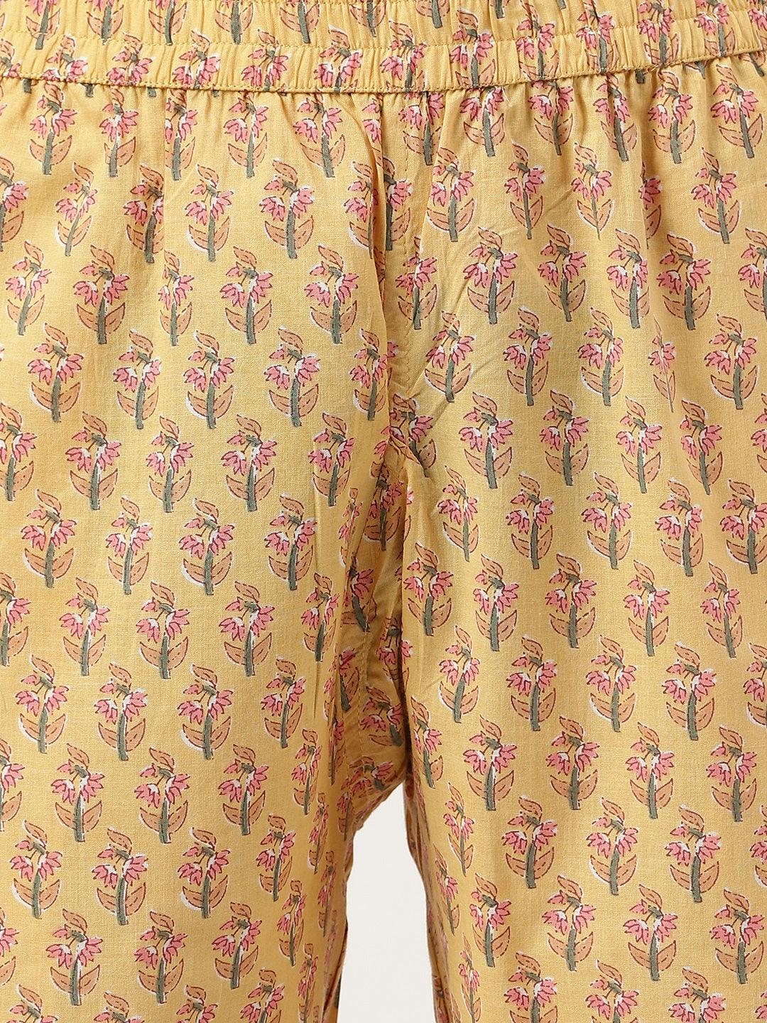 Women's mustard Printed Loungewear/Nightwear - Taantav