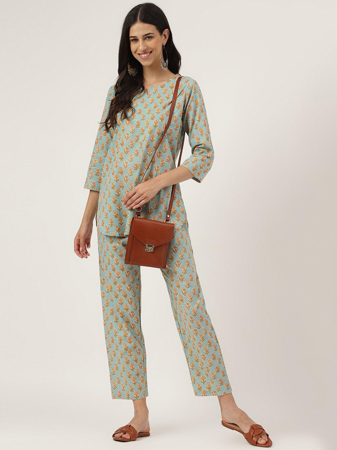 Women's light Green Printed Loungewear/Nightwear - Taantav