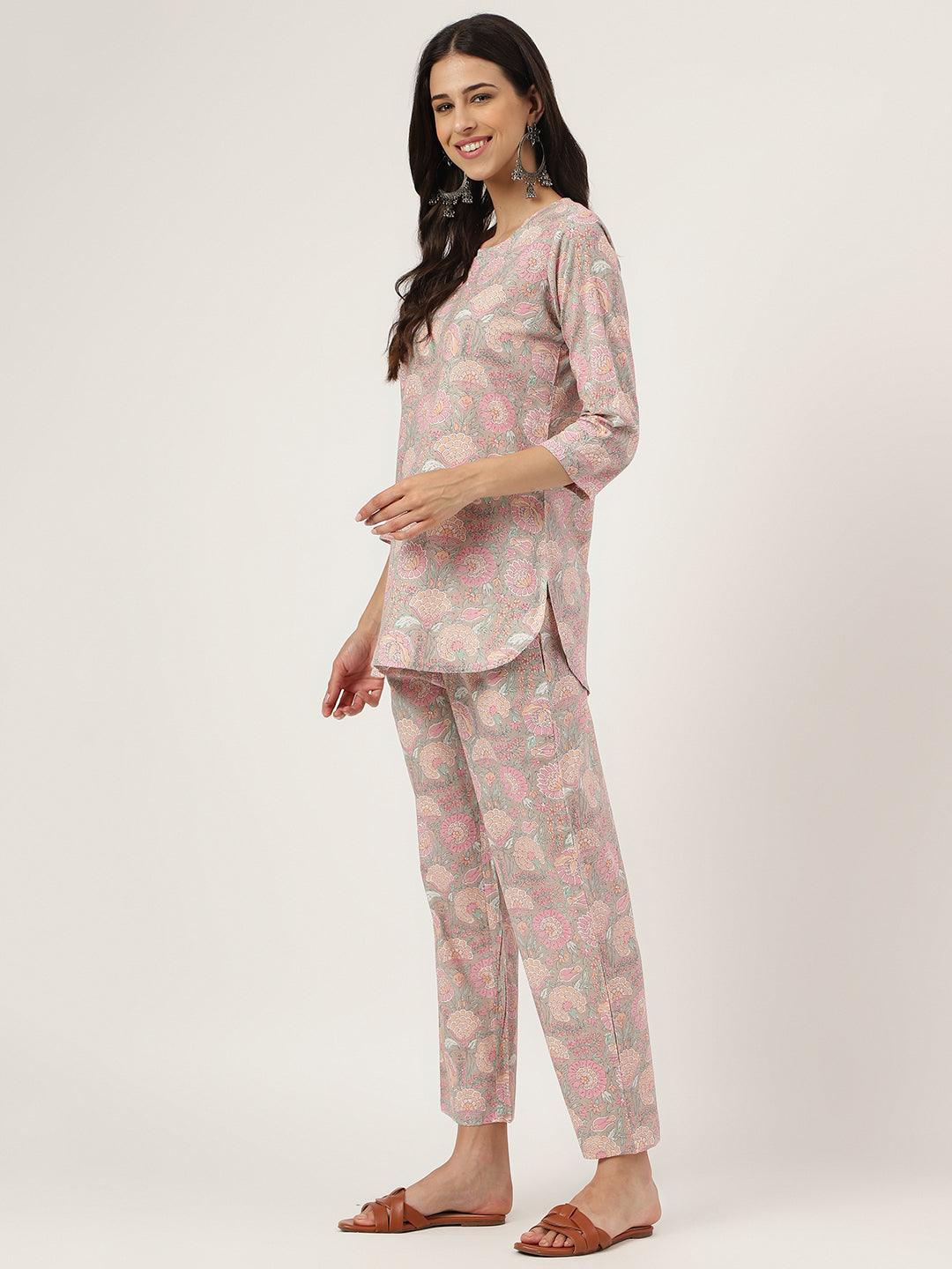 Women's Light Brown Printed Loungewear/Nightwear - Taantav