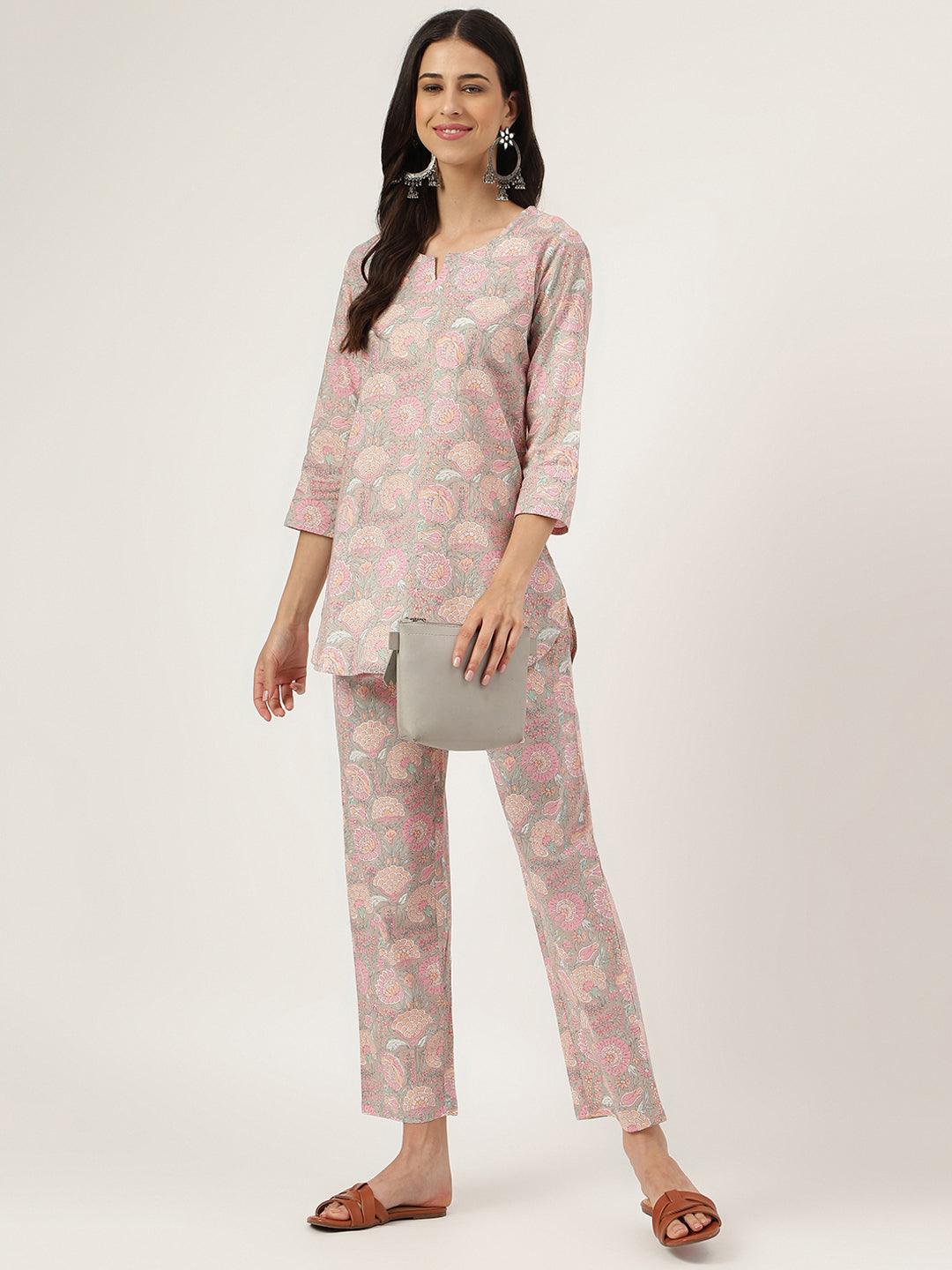 Women's Light Brown Printed Loungewear/Nightwear - Taantav