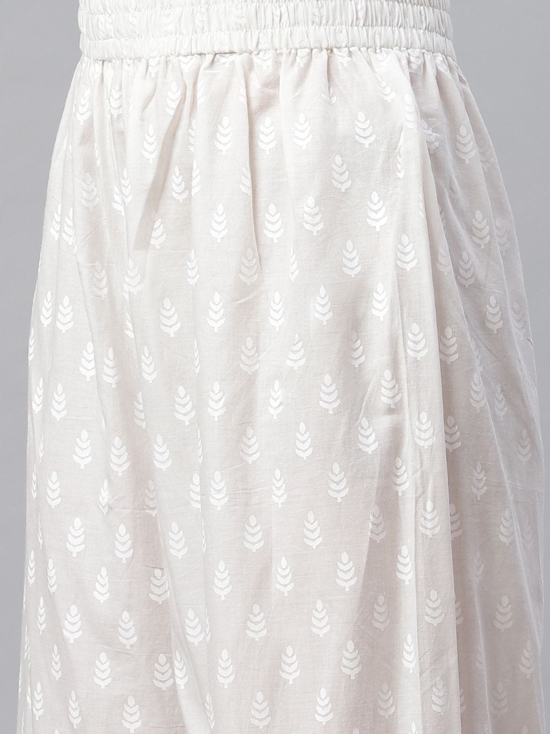 Women's The Dressify White Printed Cotton Kurti With Palazzo