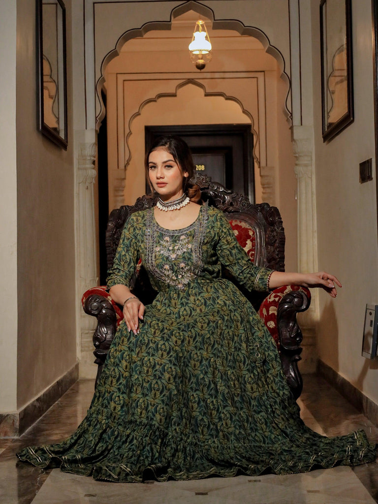 Women's Dark Green Anarkali Kurta