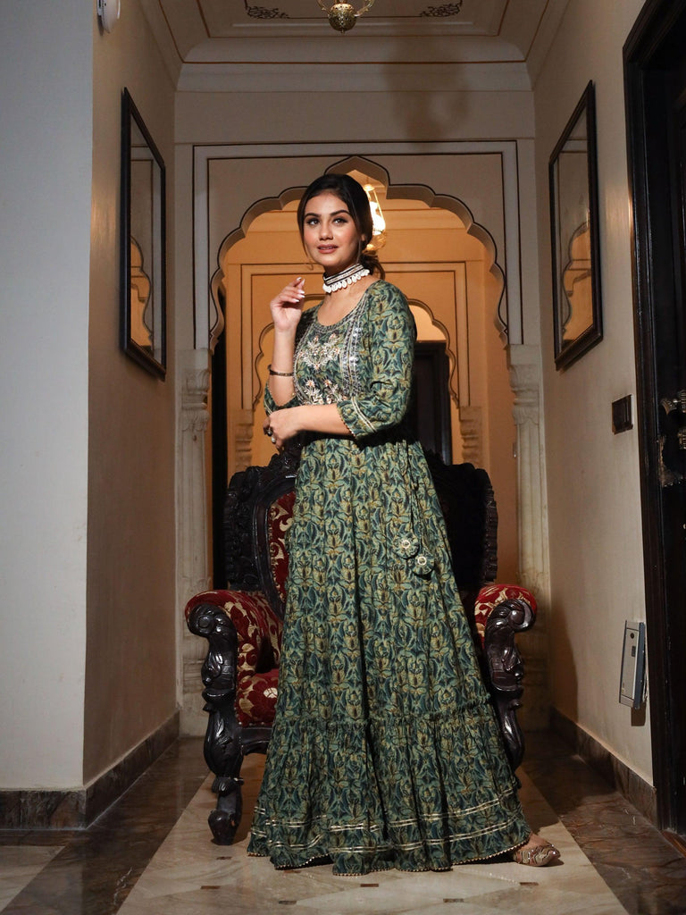 Women's Dark Green Anarkali Kurta
