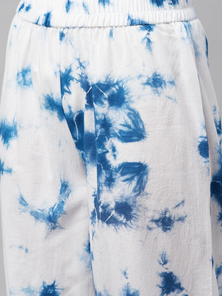 Women's Blue Cotton Shirt Style Co-ord Set