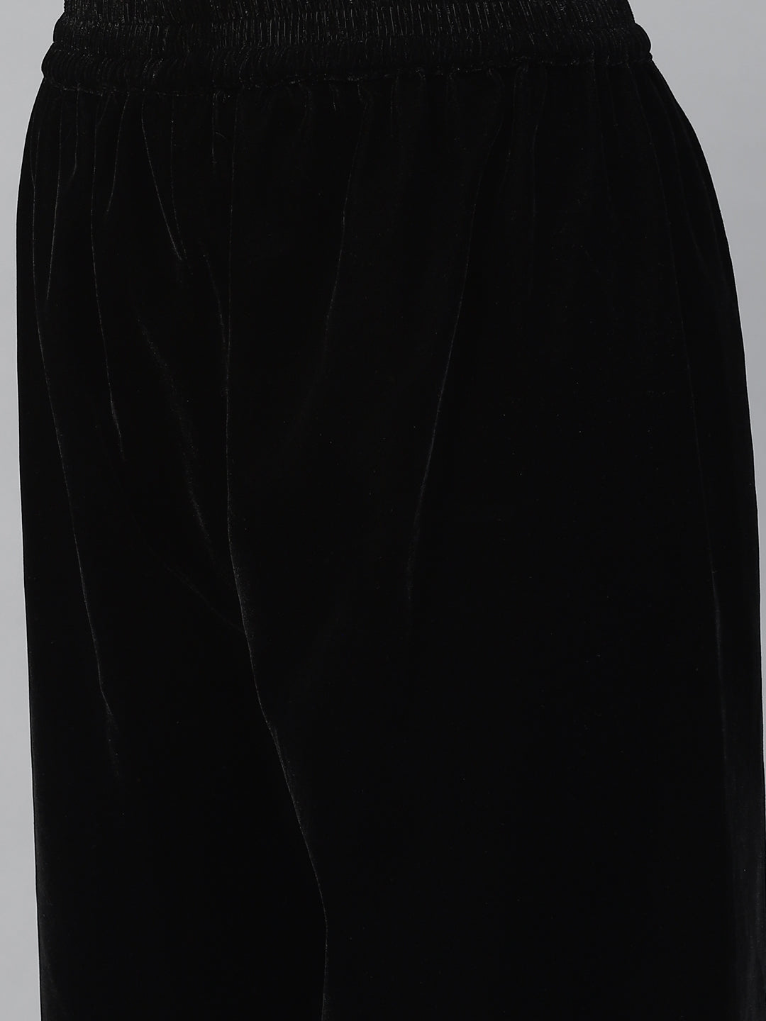 Women's Black Burn out Velvet Kurta Haram Pant with Organza Dupatta - Taantav