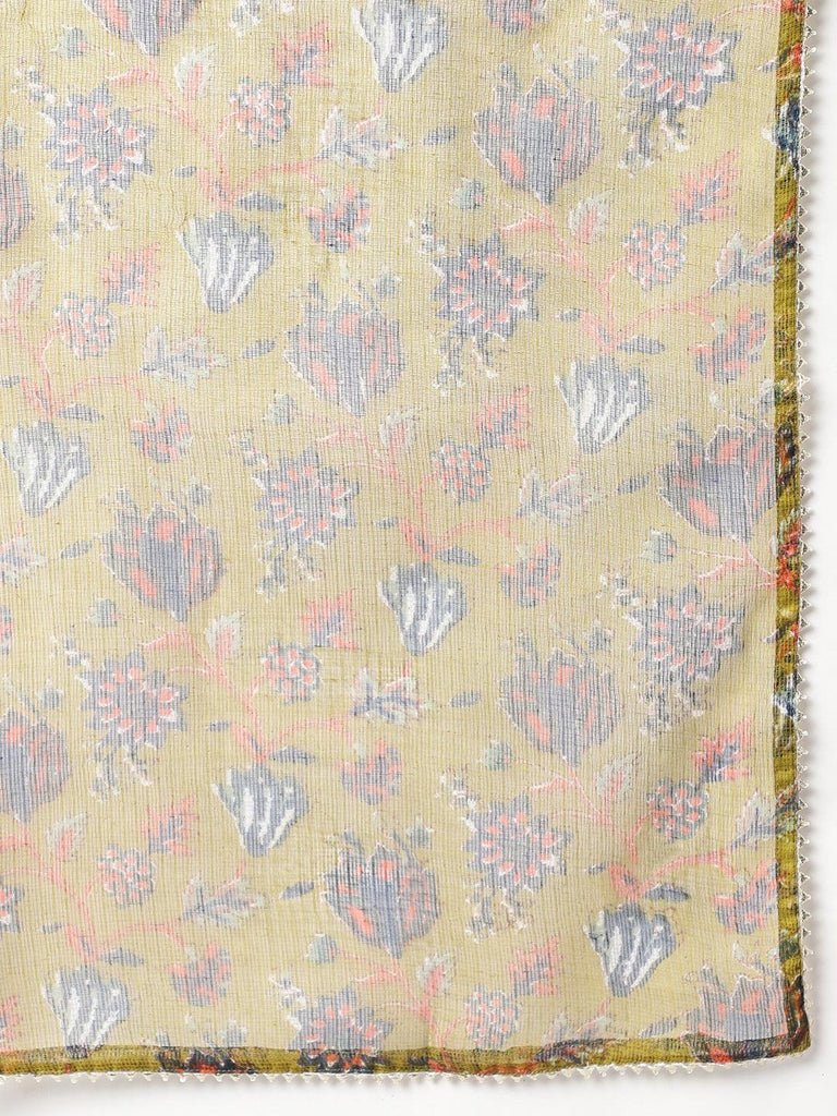 Women's Blue Floral Printed Kurta Pant Set with dupatta