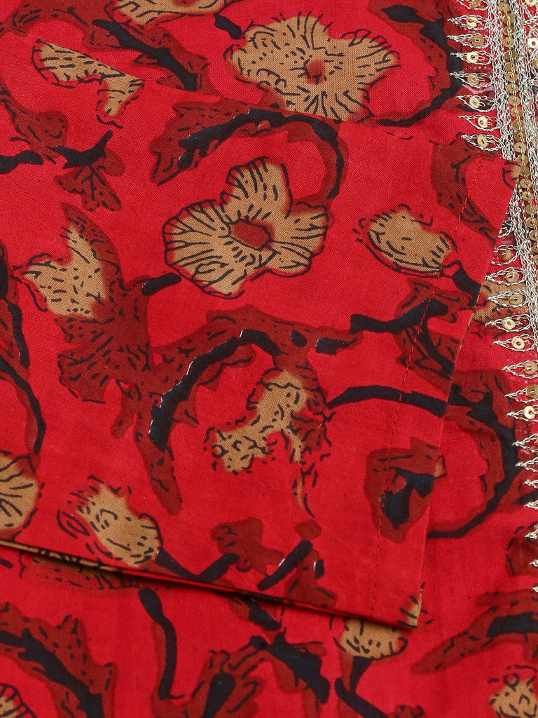 Women's Floral Printed Cotton Kurta with Sharara Set