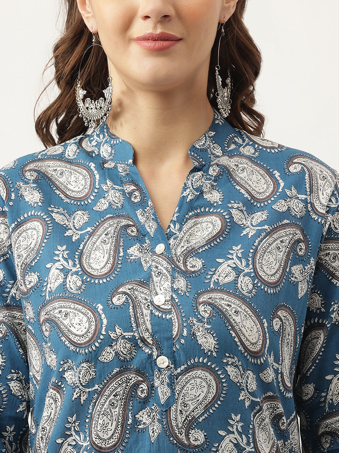 Women's Paisley Print Straight Fit Cotton Kurta - Taantav