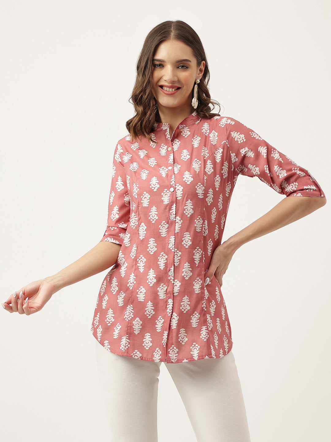 Women's Ethnic Motif Print Rayon Top - Taantav