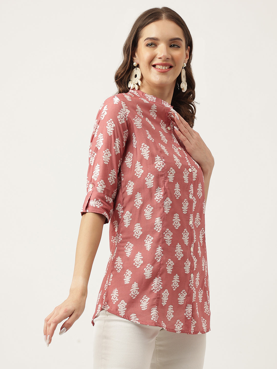 Women's Ethnic Motif Print Rayon Top - Taantav