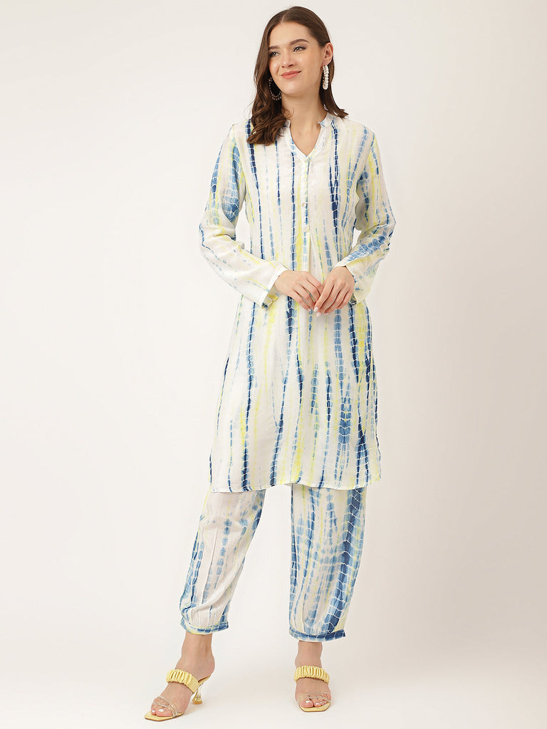 Women's Blue Tie Dye Cotton Co Ord Set