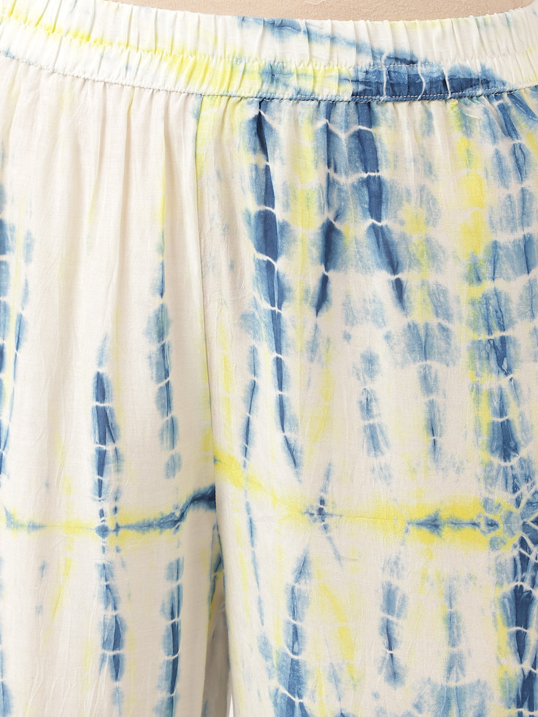 Women's Blue Tie Dye Cotton Co Ord Set - Taantav