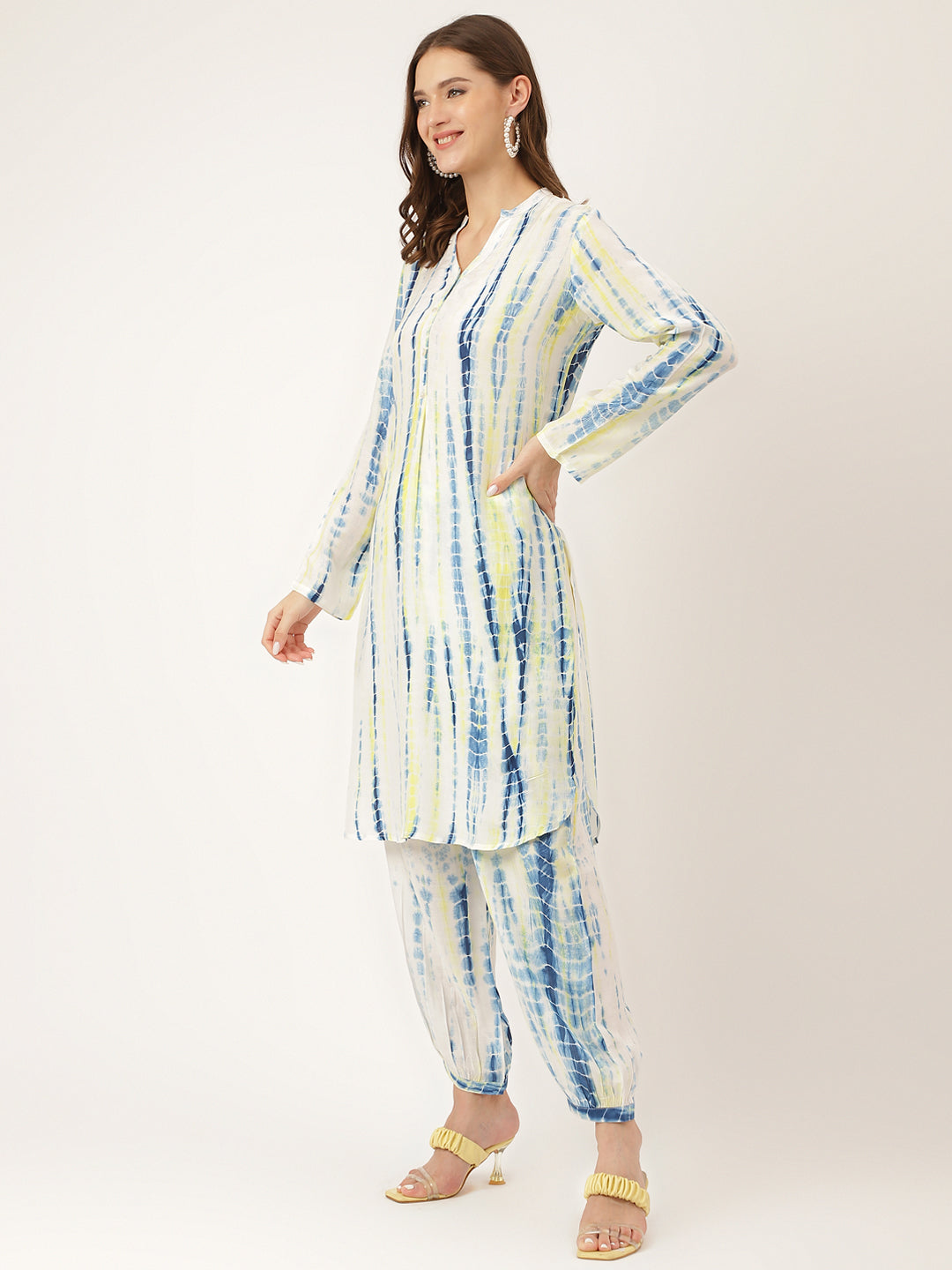 Women's Light Blue Tie Dye Muslin Co Ord Set - Taantav