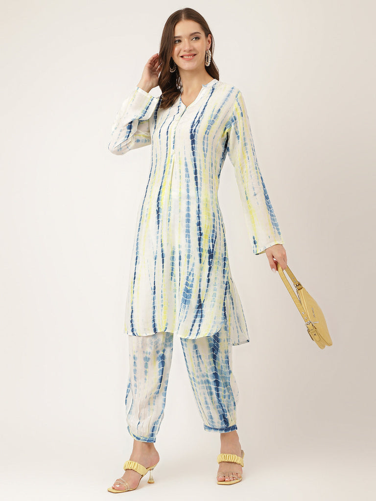 Women's Blue Tie Dye Cotton Co Ord Set