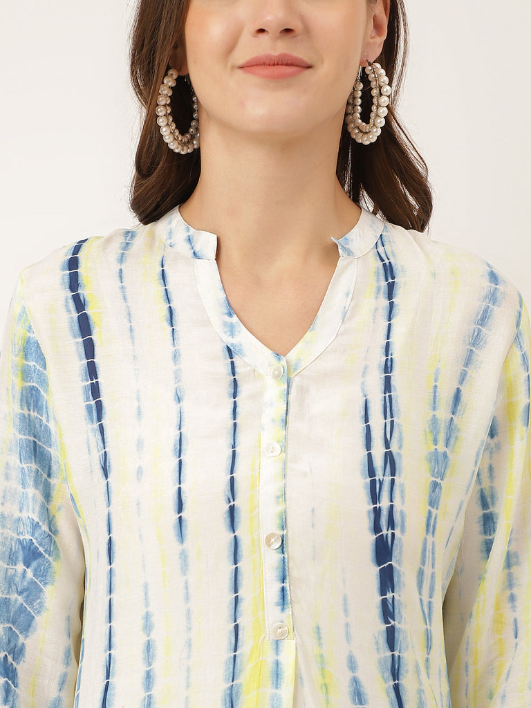 Women's Blue Tie Dye Cotton Co Ord Set