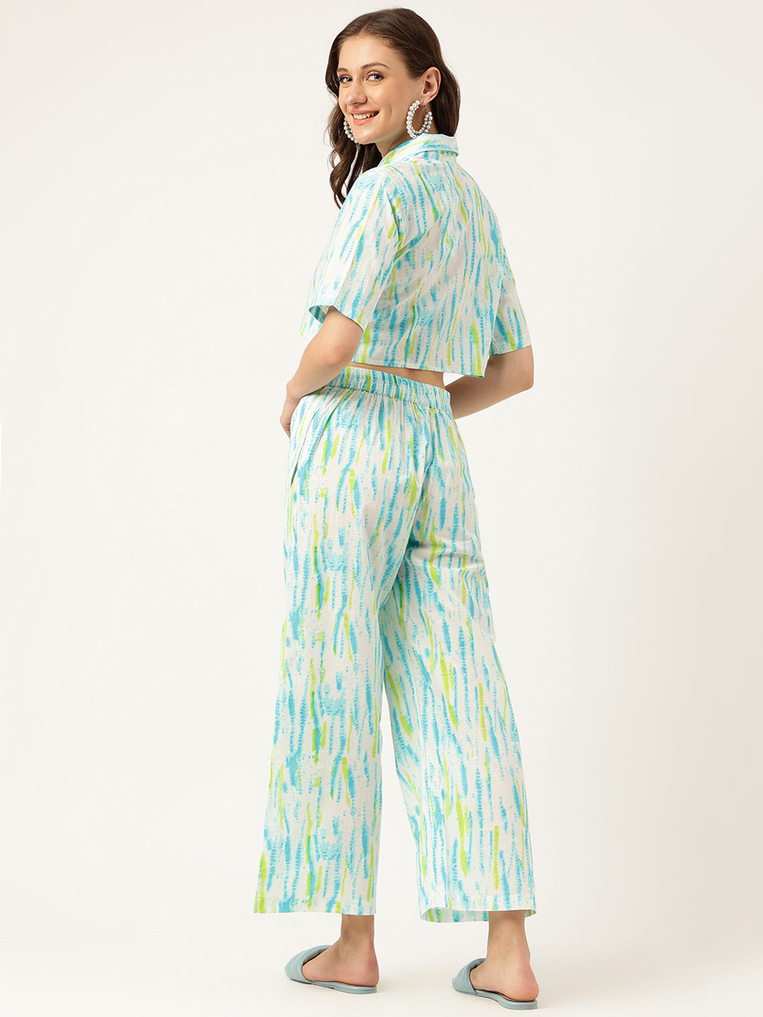 Women's Tie And Dye Pure Cotton Shirt With Trousers - Taantav