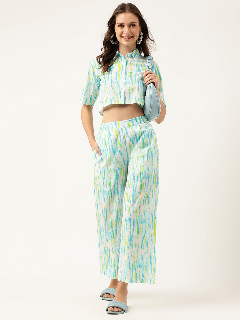 Women's Tie And Dye Cotton Shirt With Trousers