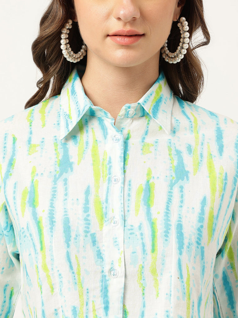 Women's Tie And Dye Cotton Shirt With Trousers